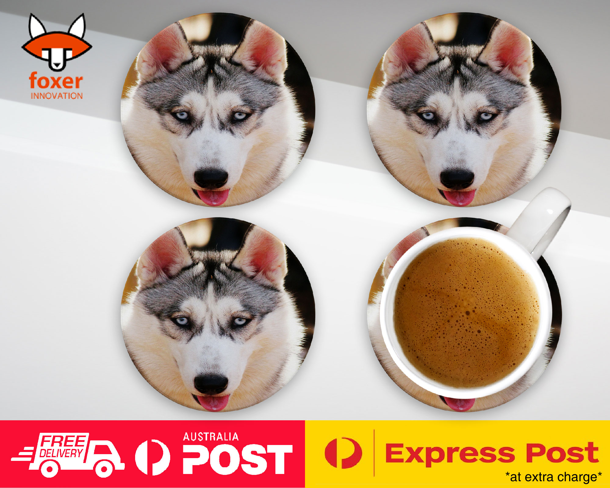 COASTER COFFEE DRINKING MAT|SIBERIAN HUSKY DOG 11