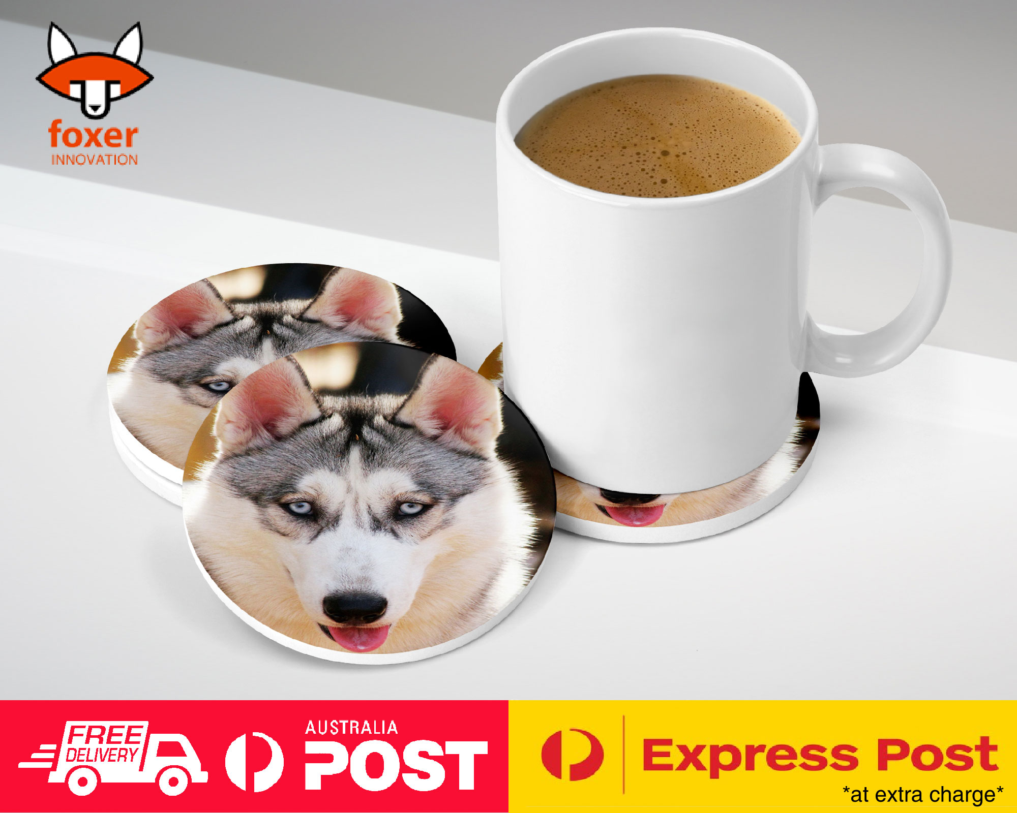 COASTER COFFEE DRINKING MAT|SIBERIAN HUSKY DOG 11