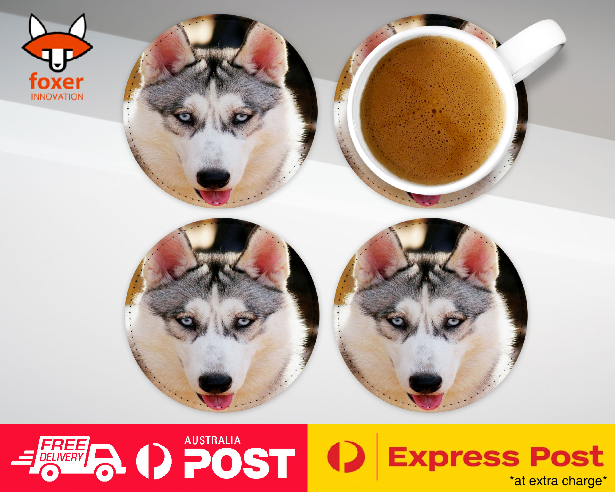 COASTER COFFEE DRINKING MAT|SIBERIAN HUSKY DOG 11