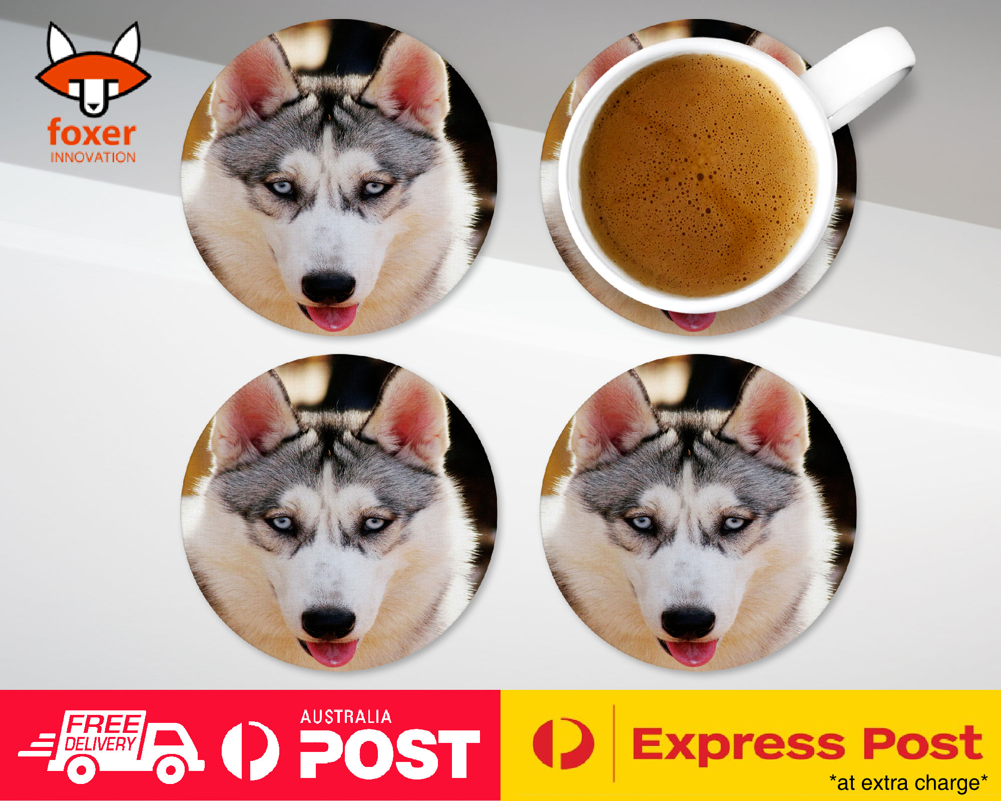 COASTER COFFEE DRINKING MAT|SIBERIAN HUSKY DOG 11