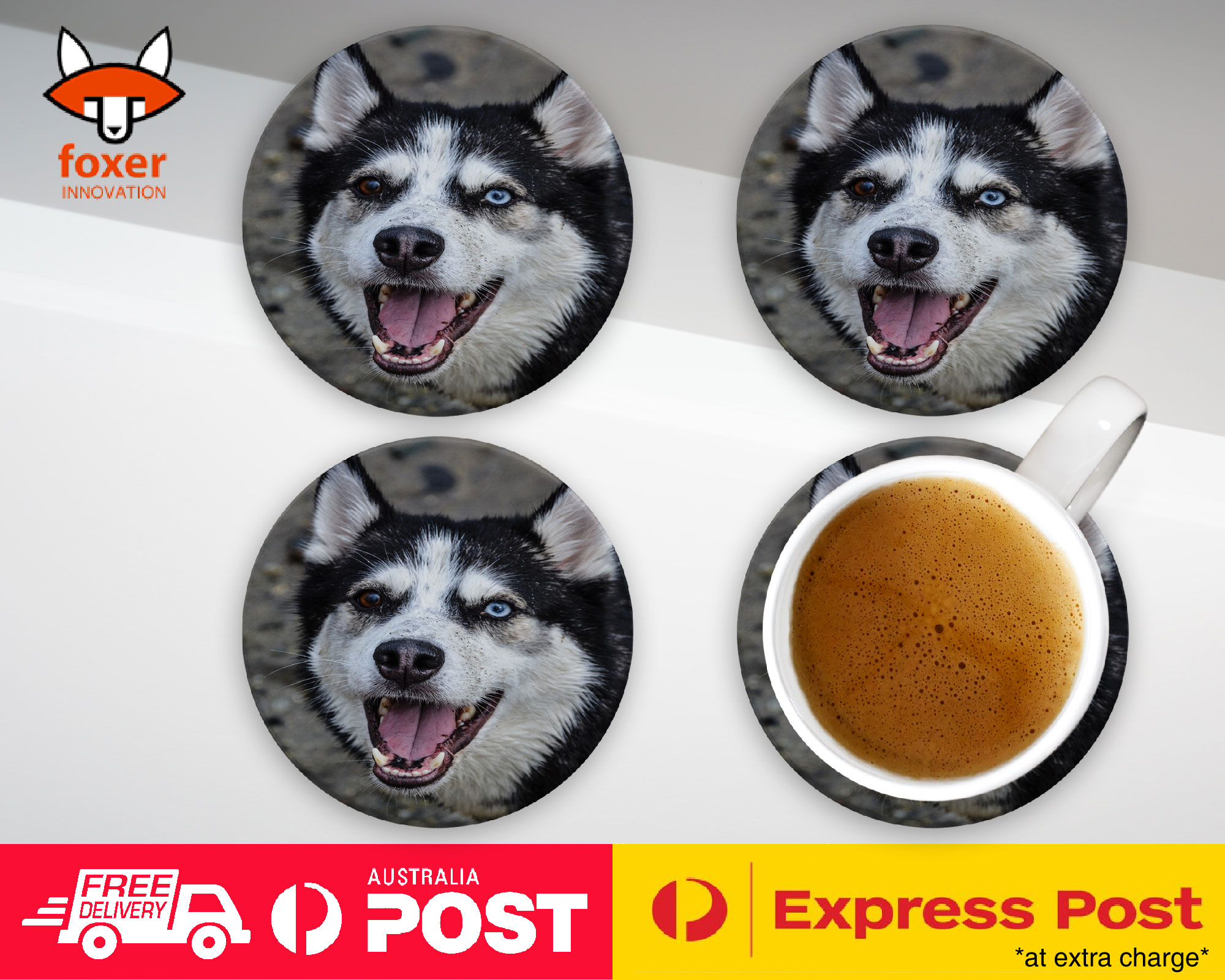 COASTER COFFEE DRINKING MAT|SIBERIAN HUSKY DOG 16