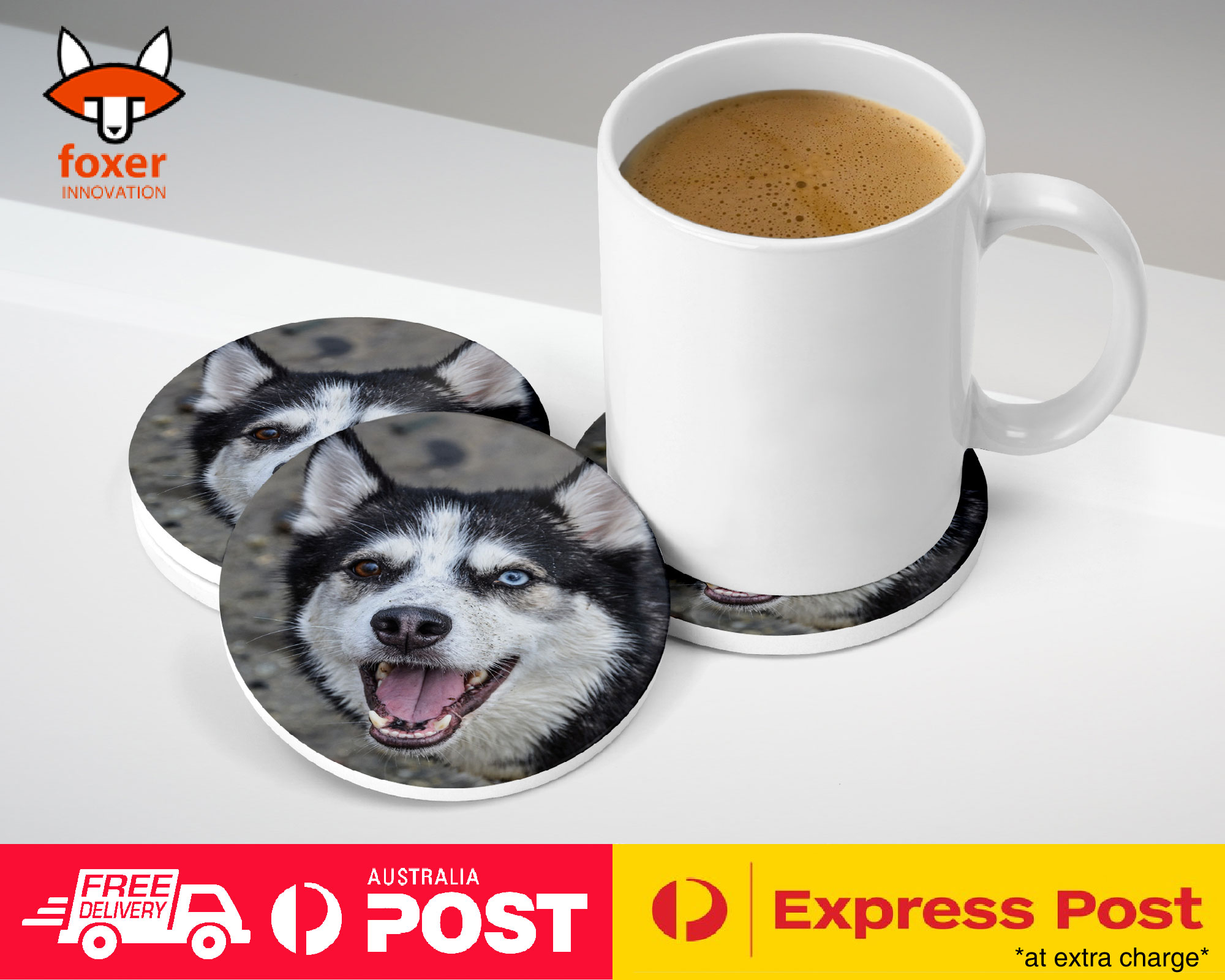 COASTER COFFEE DRINKING MAT|SIBERIAN HUSKY DOG 16