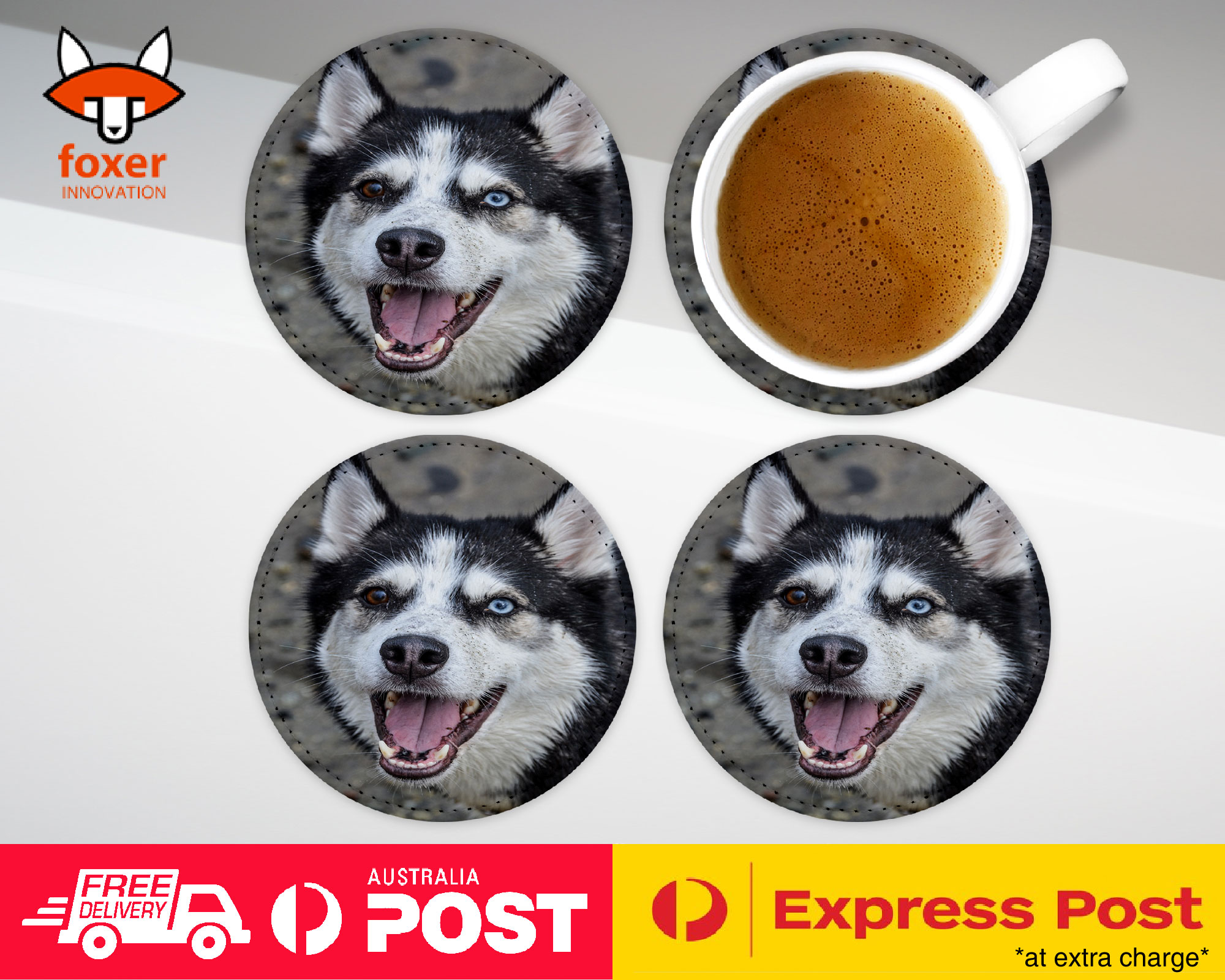 COASTER COFFEE DRINKING MAT|SIBERIAN HUSKY DOG 16