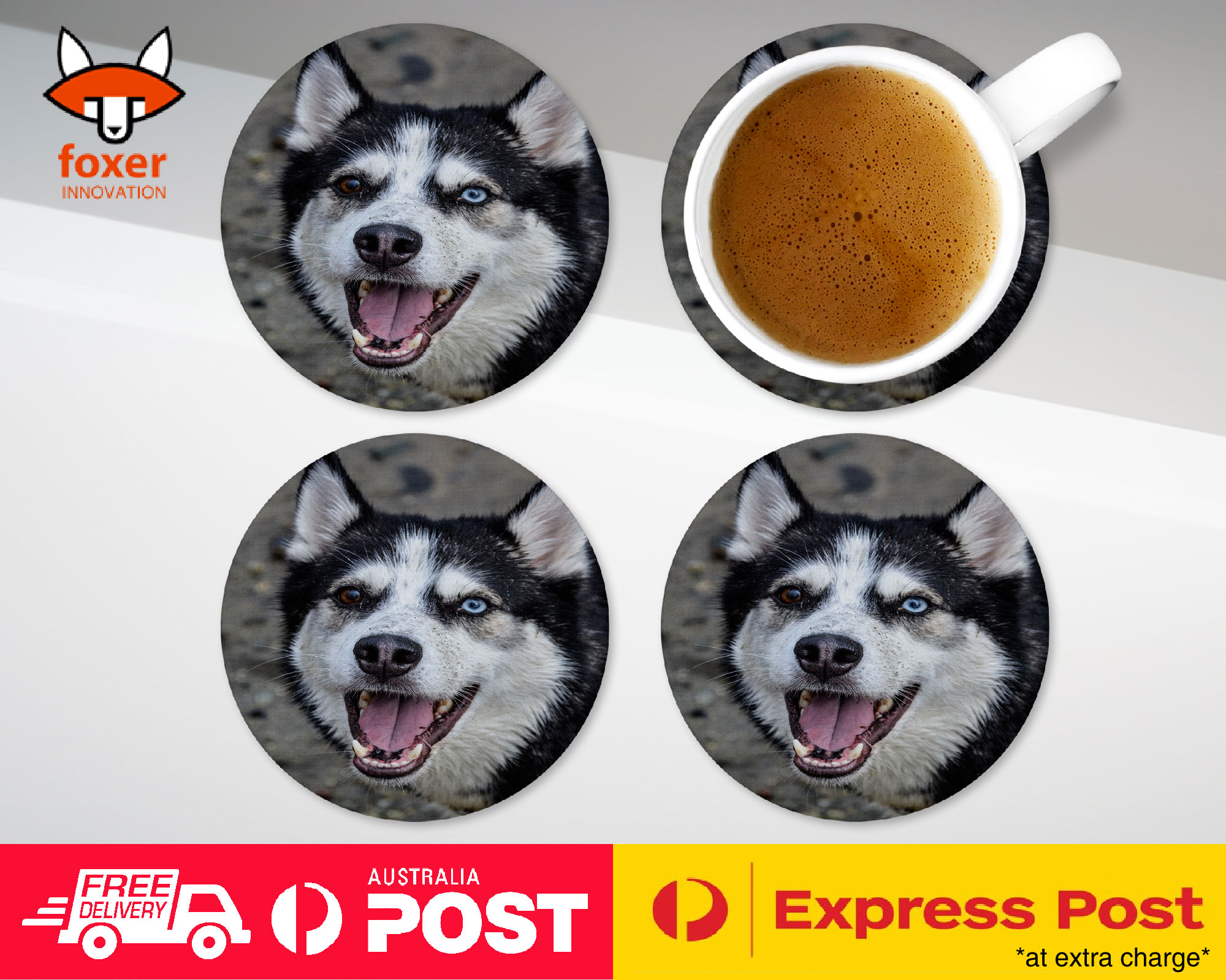 COASTER COFFEE DRINKING MAT|SIBERIAN HUSKY DOG 16