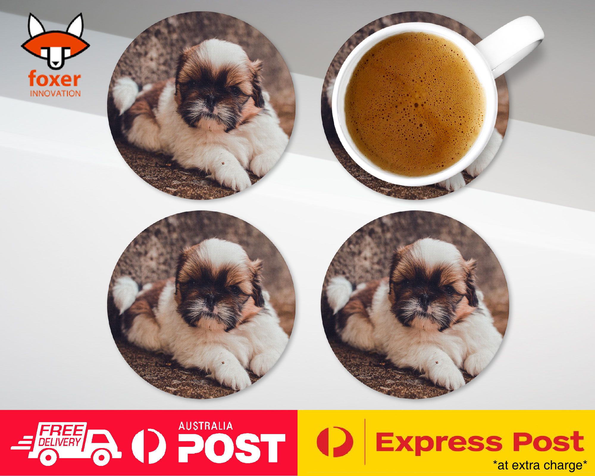 COASTER COFFEE DRINKING MAT|CUTE DOG PUPPY CANINE 9