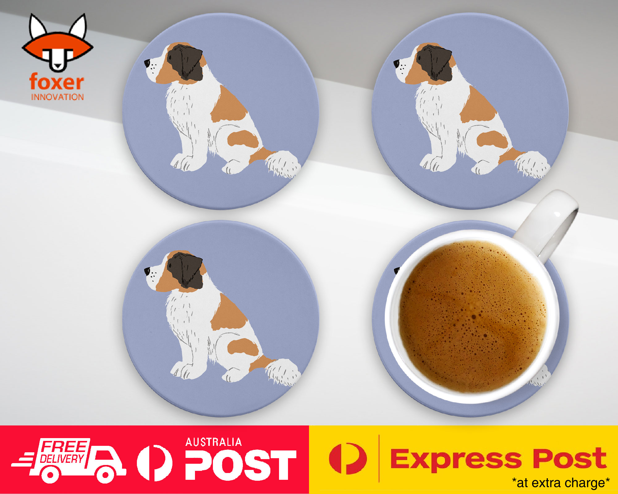 COASTER COFFEE DRINKING MAT|SAINT BERNARD DOG 1