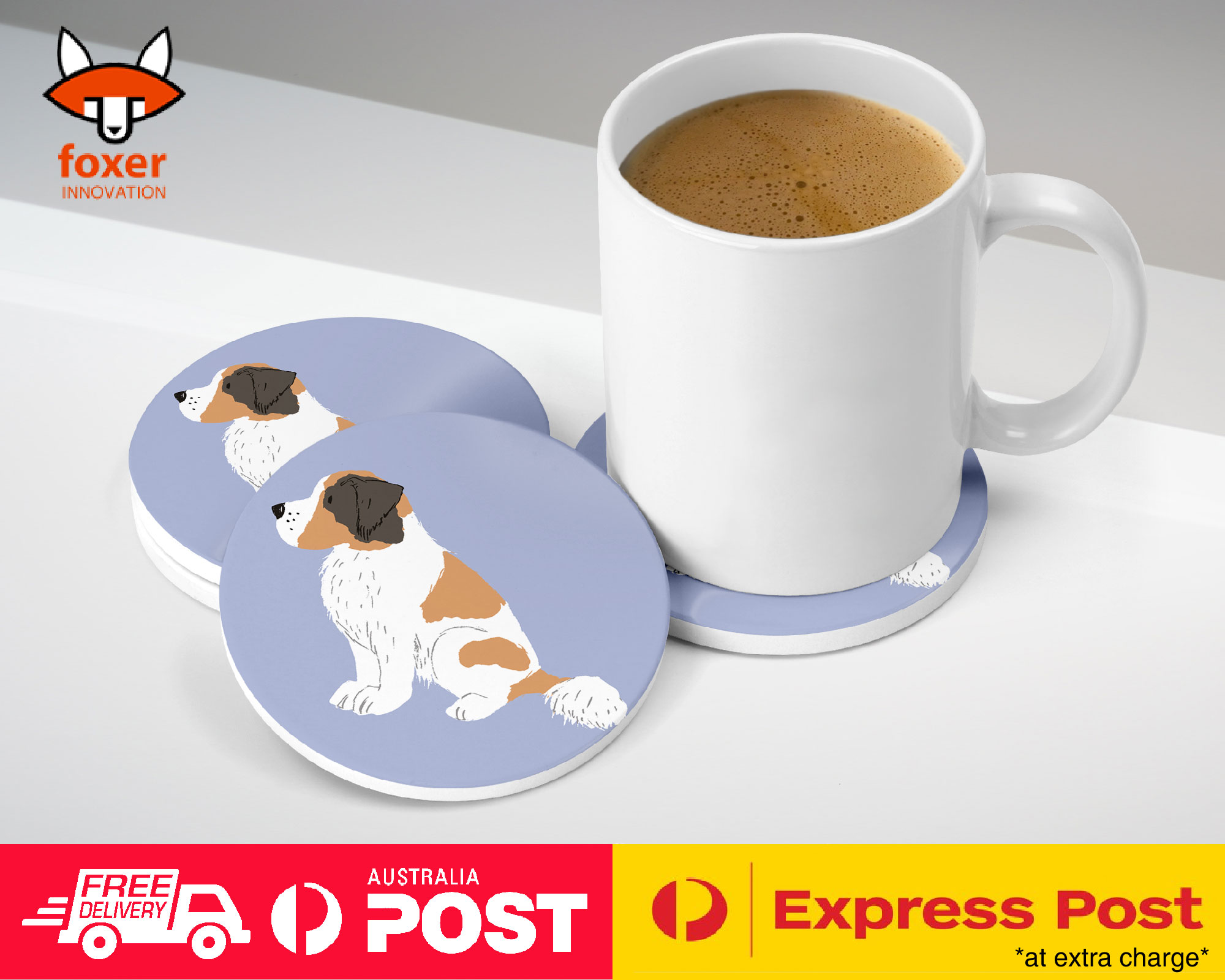 COASTER COFFEE DRINKING MAT|SAINT BERNARD DOG 1