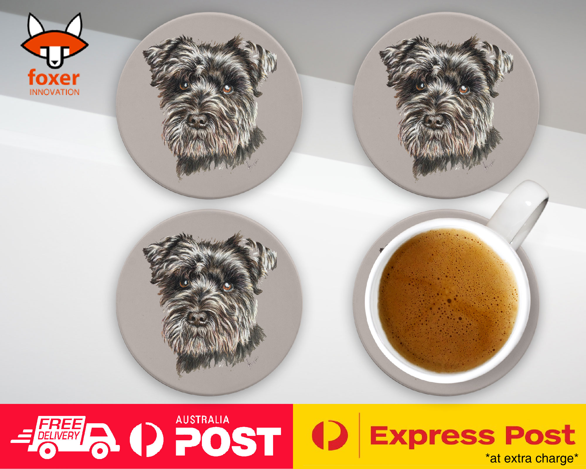 COASTER COFFEE DRINKING MAT|SCHNAUZER DOG 8 - Imagen 9 de 21