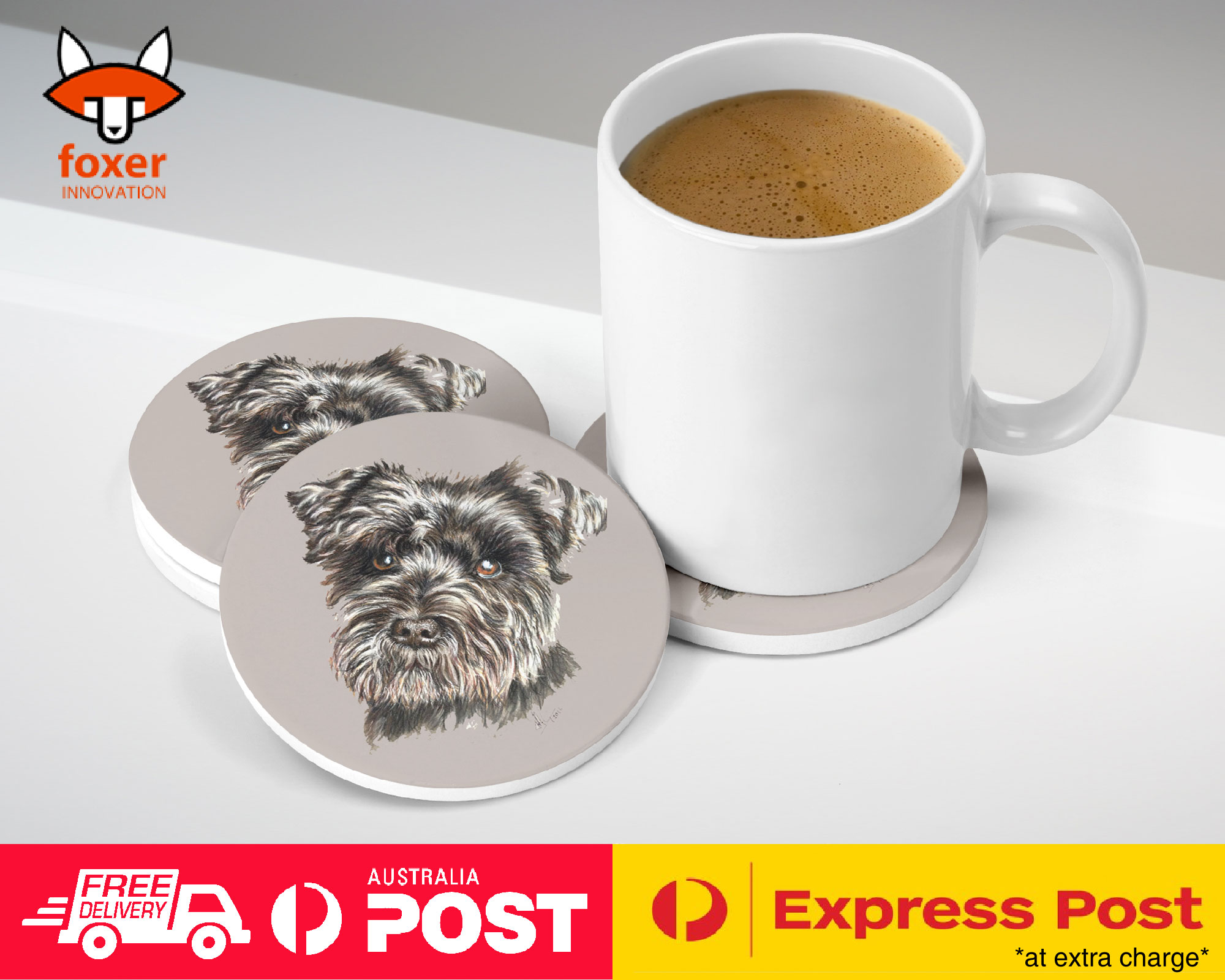 COASTER COFFEE DRINKING MAT|SCHNAUZER DOG 8 - Imagen 10 de 21