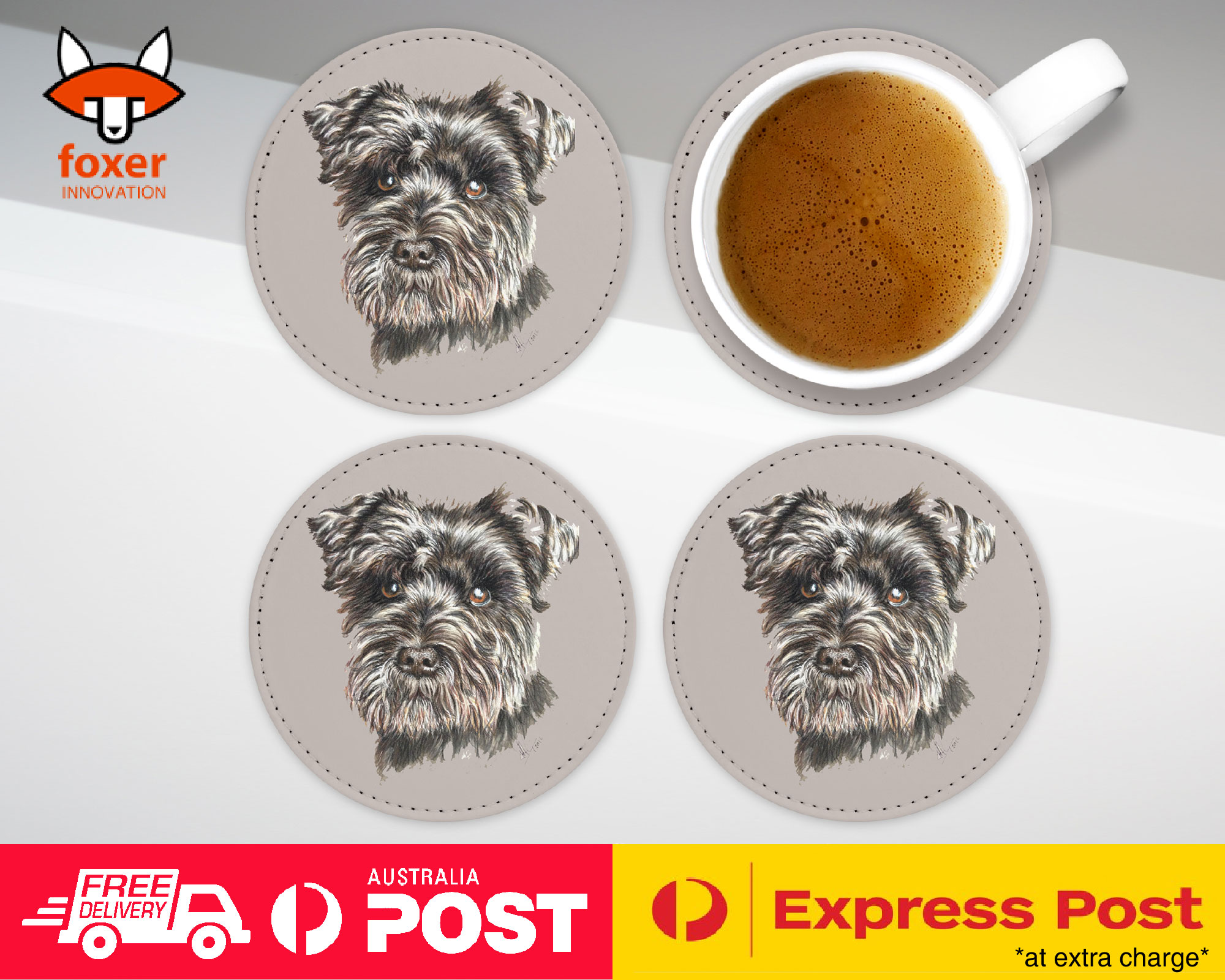 COASTER COFFEE DRINKING MAT|SCHNAUZER DOG 8 - Imagen 6 de 21