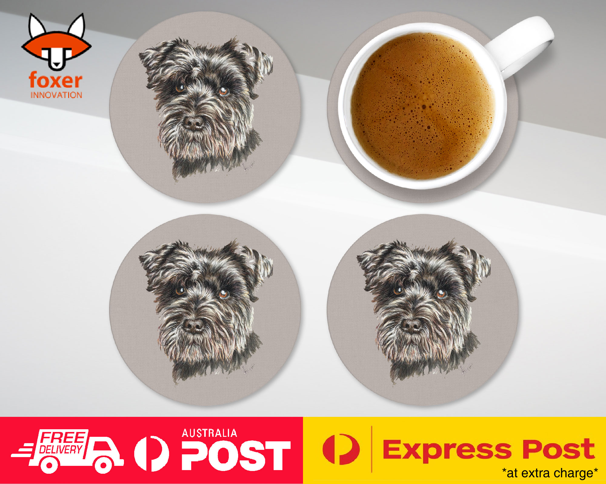 COASTER COFFEE DRINKING MAT|SCHNAUZER DOG 8 - Imagen 3 de 21