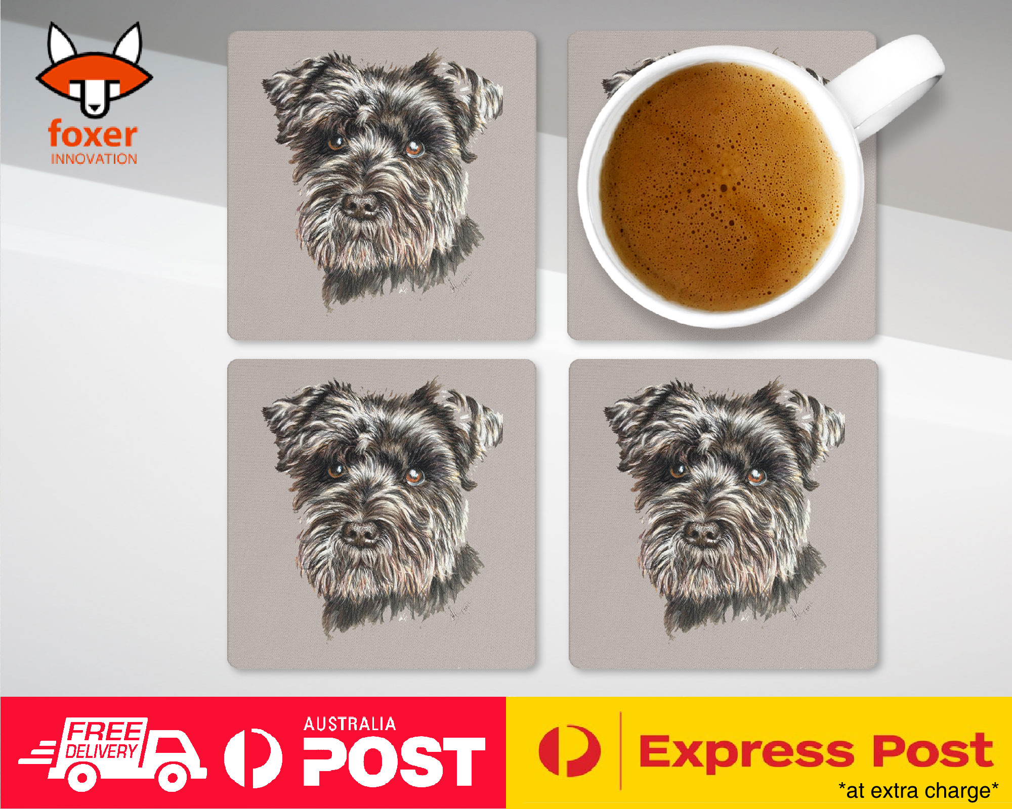 COASTER COFFEE DRINKING MAT|SCHNAUZER DOG 8 - Imagen 13 de 21
