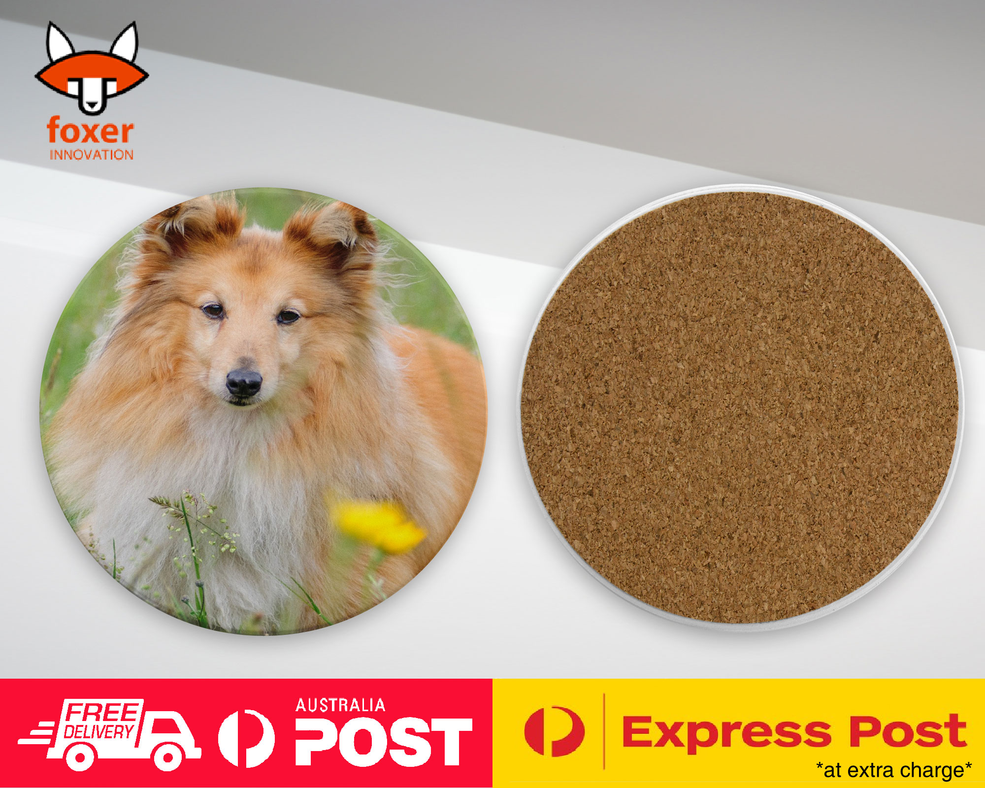 COASTER COFFEE DRINKING MAT|SHETLAND SHEEPDOG DOG 2 - Imagen 8 de 21