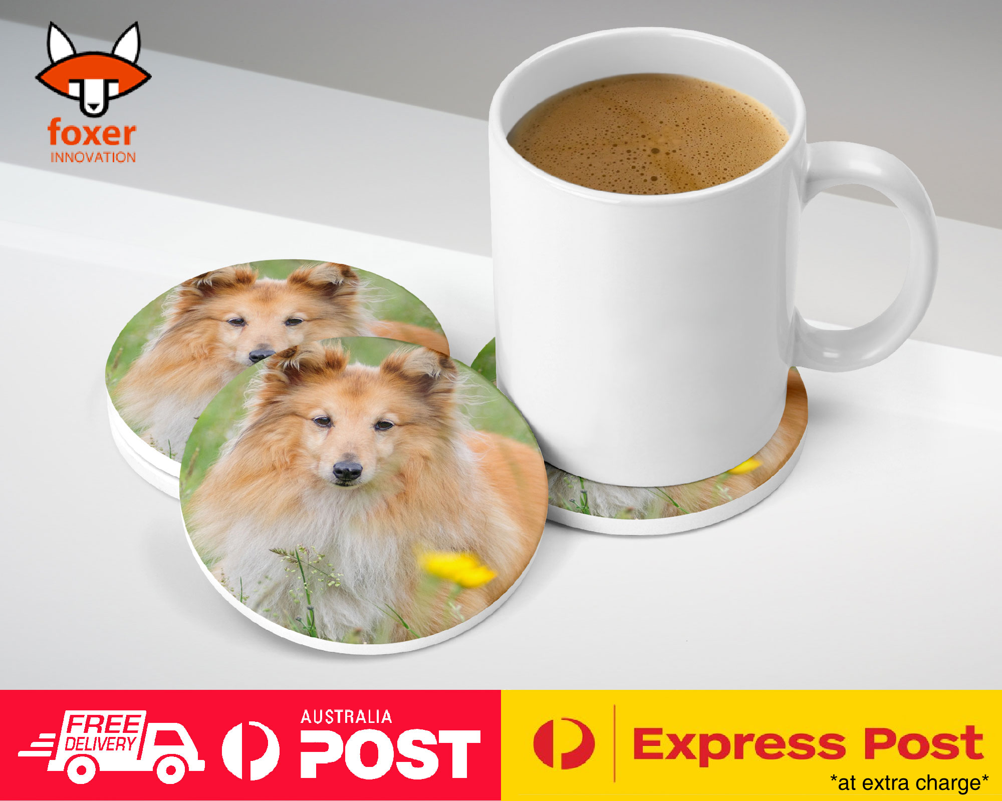 COASTER COFFEE DRINKING MAT|SHETLAND SHEEPDOG DOG 2 - Imagen 10 de 21