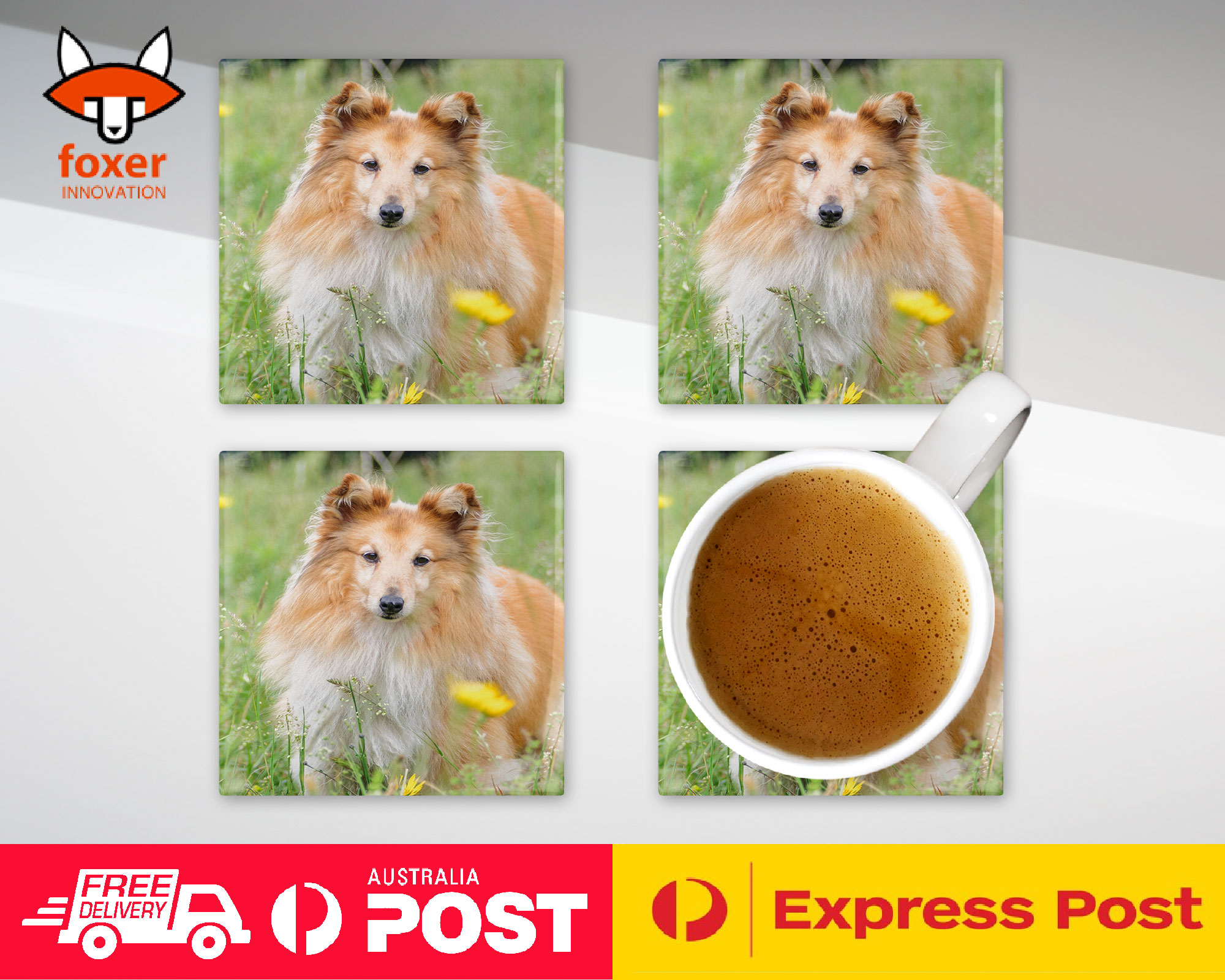 COASTER COFFEE DRINKING MAT|SHETLAND SHEEPDOG DOG 2 - Imagen 19 de 21