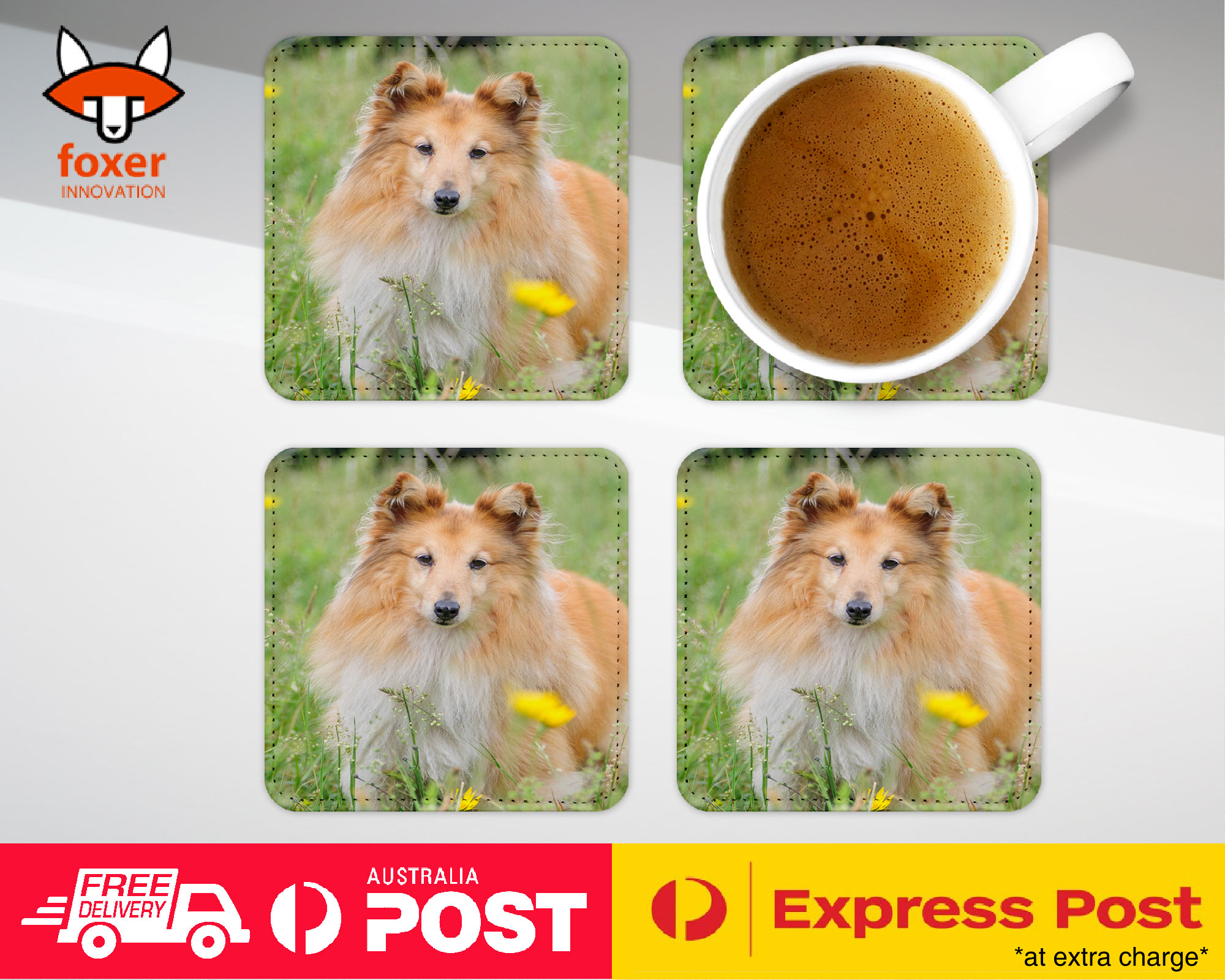 COASTER COFFEE DRINKING MAT|SHETLAND SHEEPDOG DOG 2 - Imagen 16 de 21