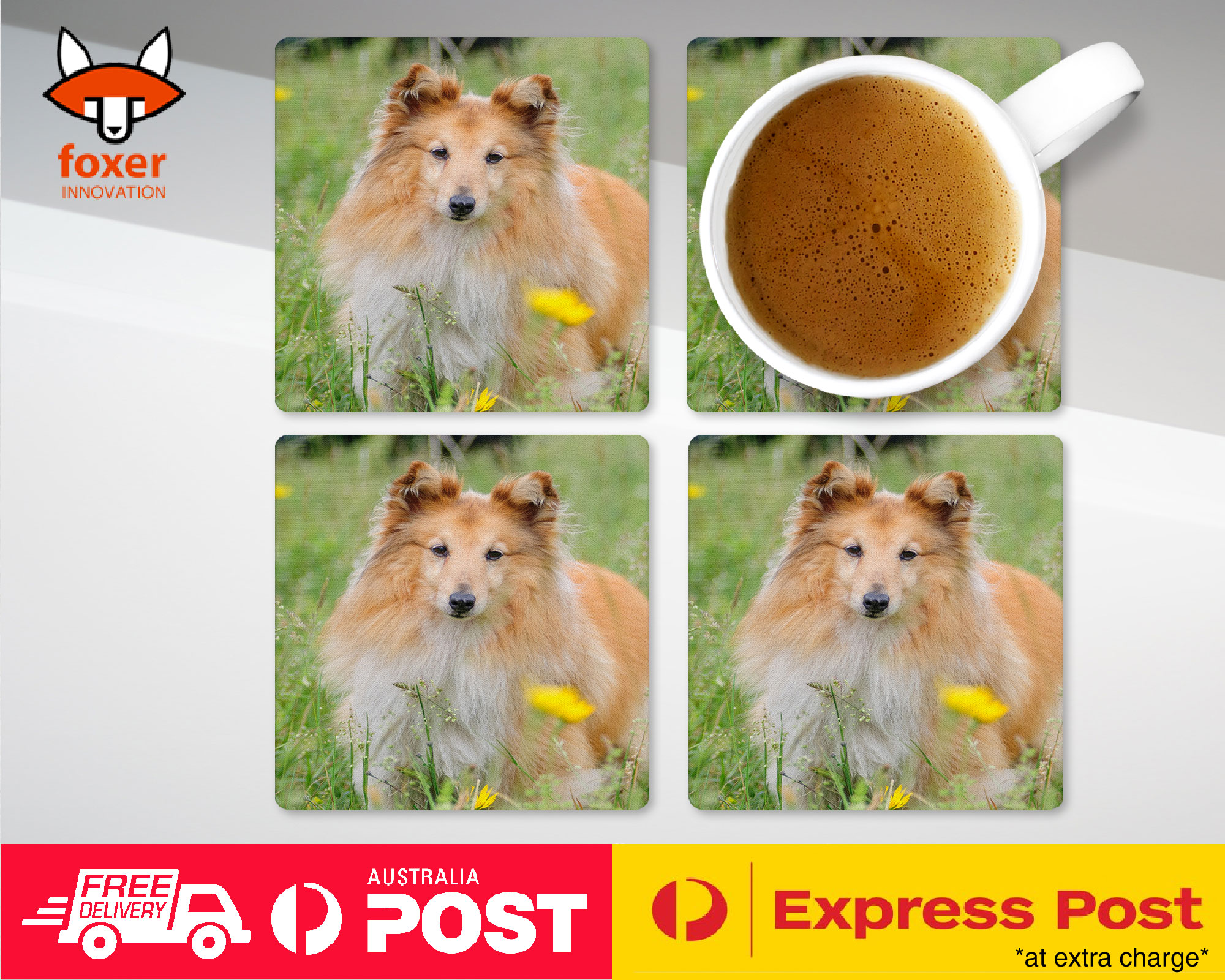 COASTER COFFEE DRINKING MAT|SHETLAND SHEEPDOG DOG 2 - Imagen 13 de 21