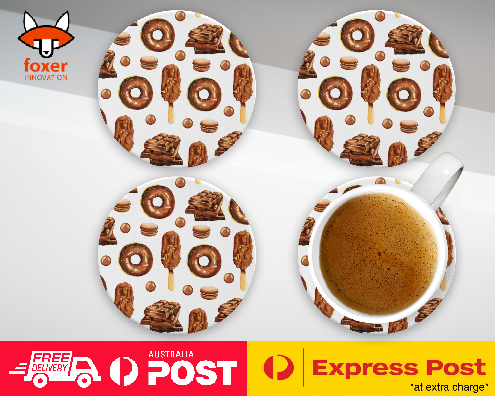 COASTER COFFEE DRINKING MAT|DONUT MACARON ICECREAM PATTERN