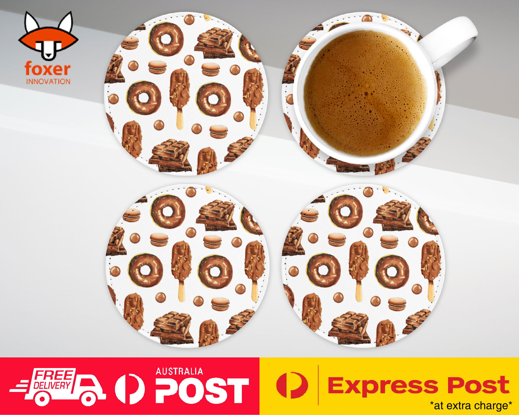 COASTER COFFEE DRINKING MAT|DONUT MACARON ICECREAM PATTERN