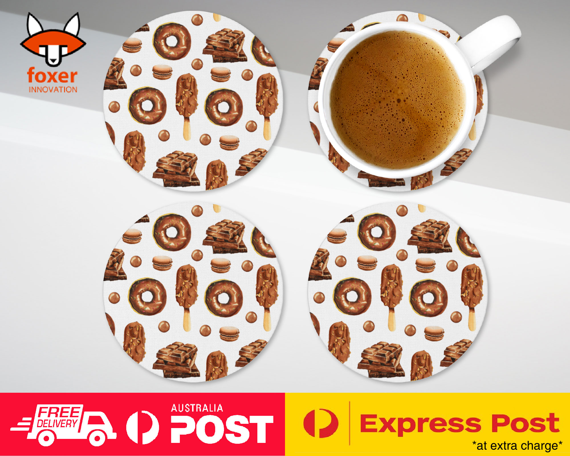 COASTER COFFEE DRINKING MAT|DONUT MACARON ICECREAM PATTERN