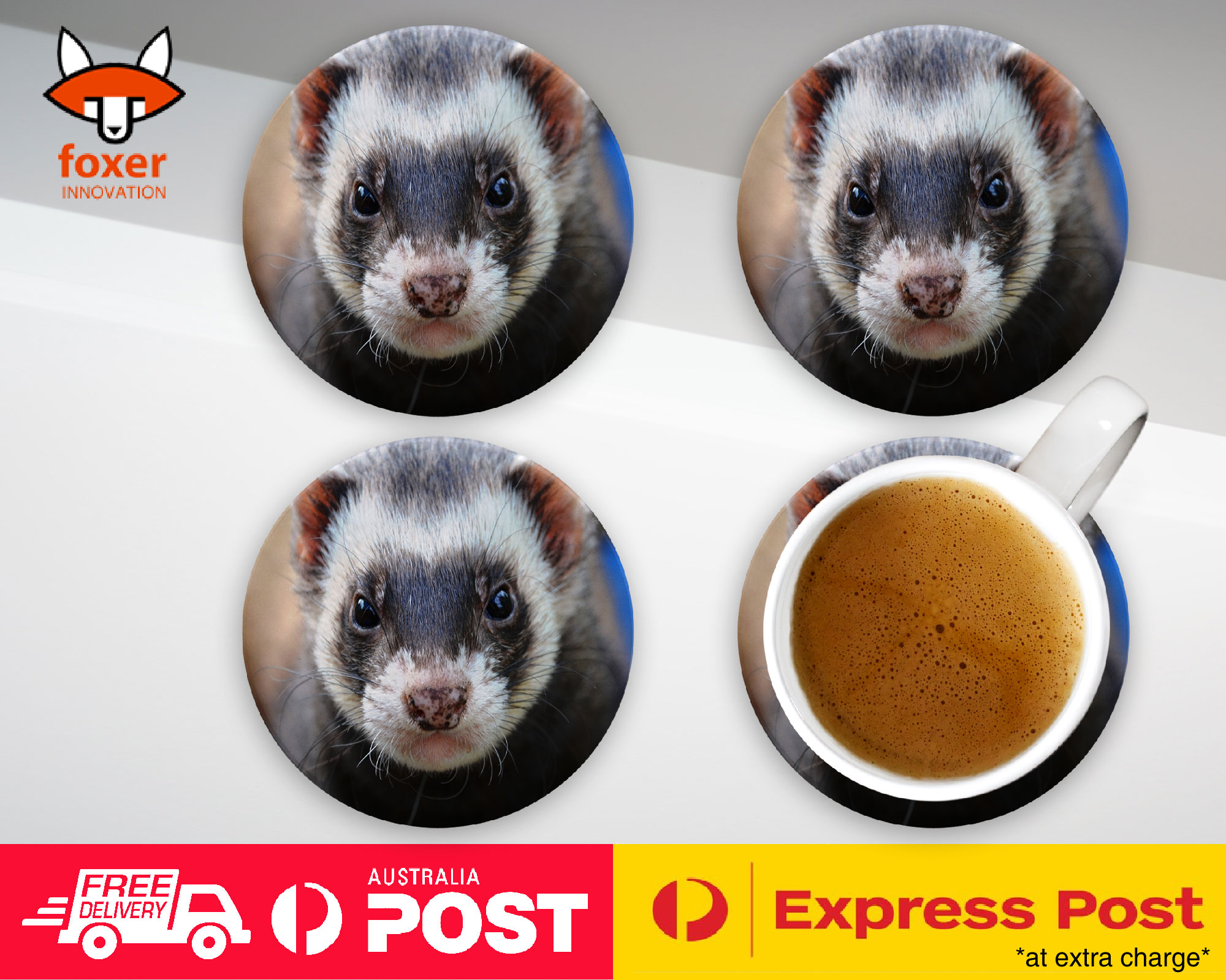 COASTER COFFEE DRINKING MAT|FERRETS PET ANIMAL 7