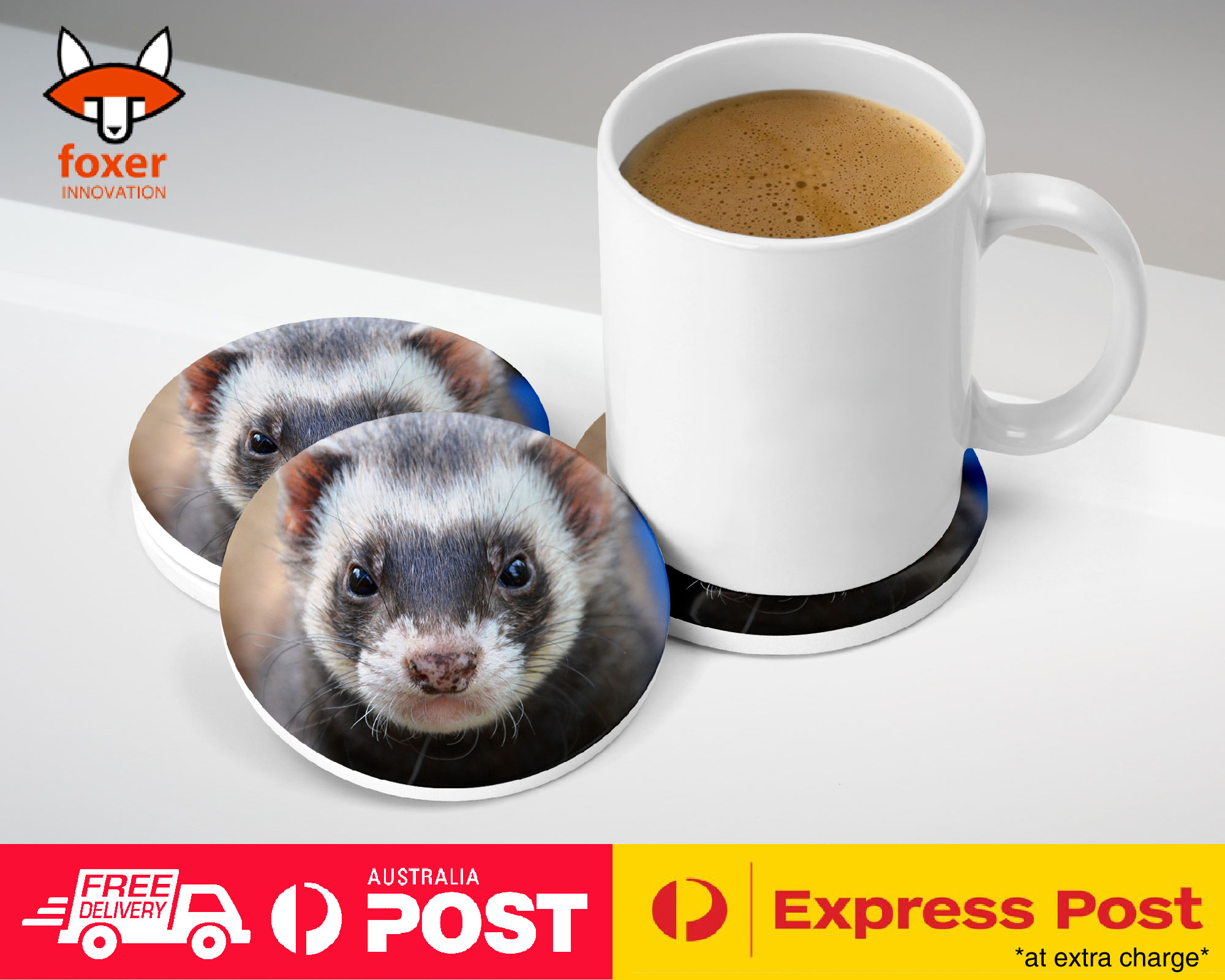 COASTER COFFEE DRINKING MAT|FERRETS PET ANIMAL 7