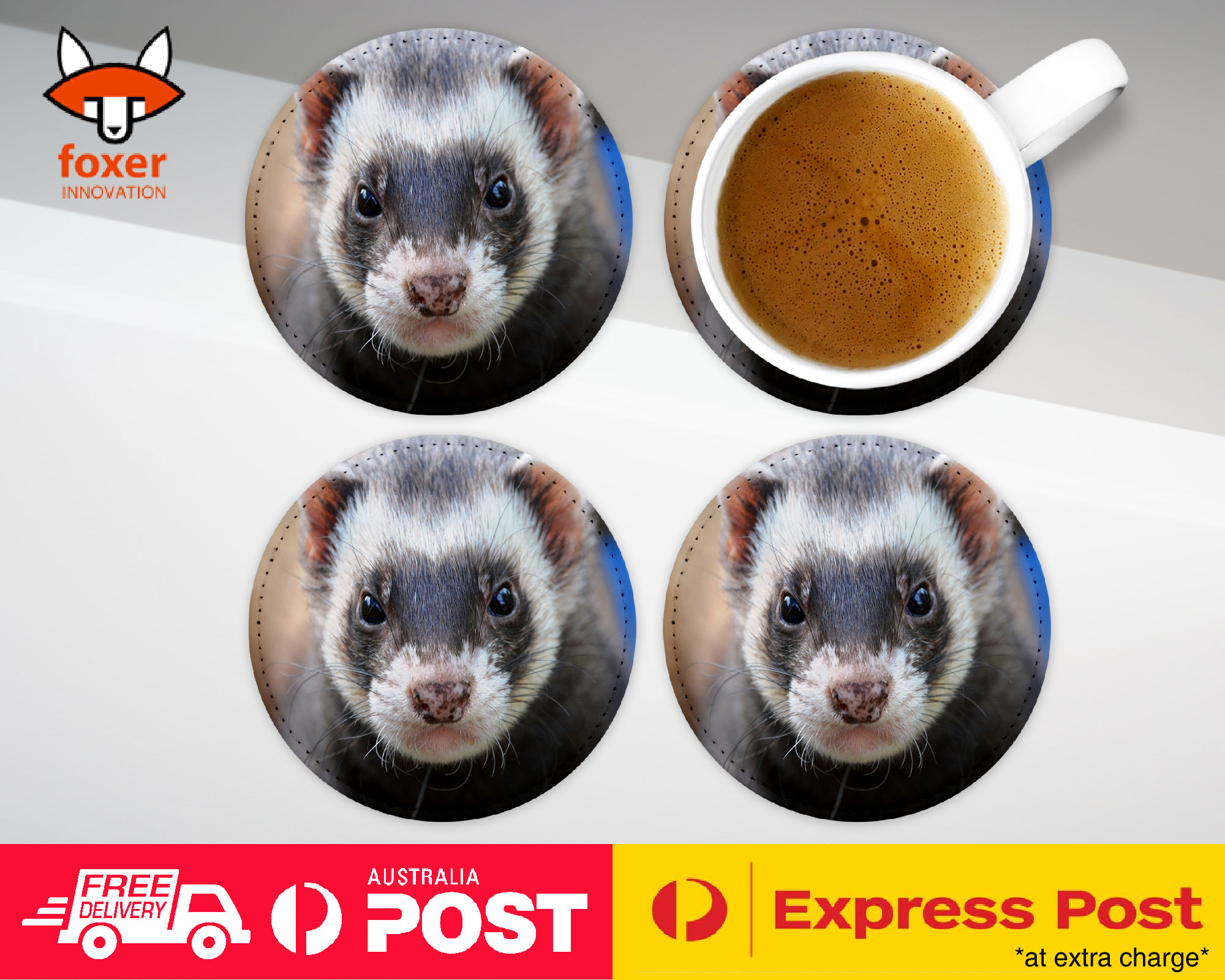 COASTER COFFEE DRINKING MAT|FERRETS PET ANIMAL 7
