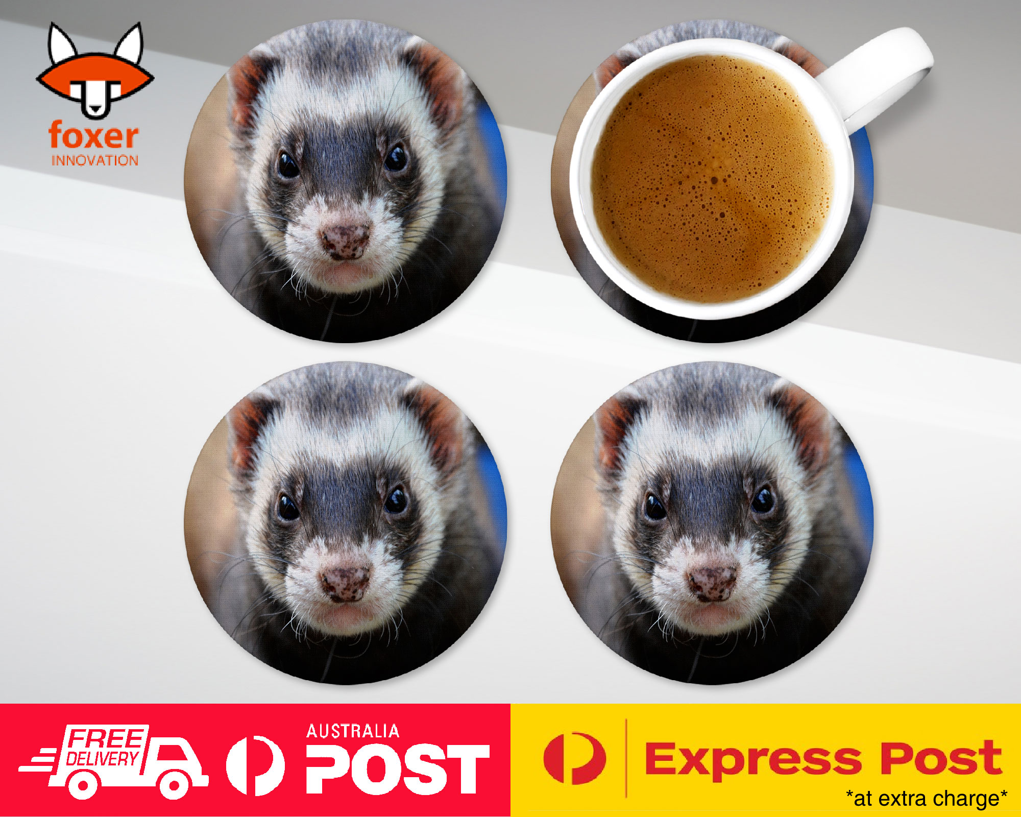 COASTER COFFEE DRINKING MAT|FERRETS PET ANIMAL 7