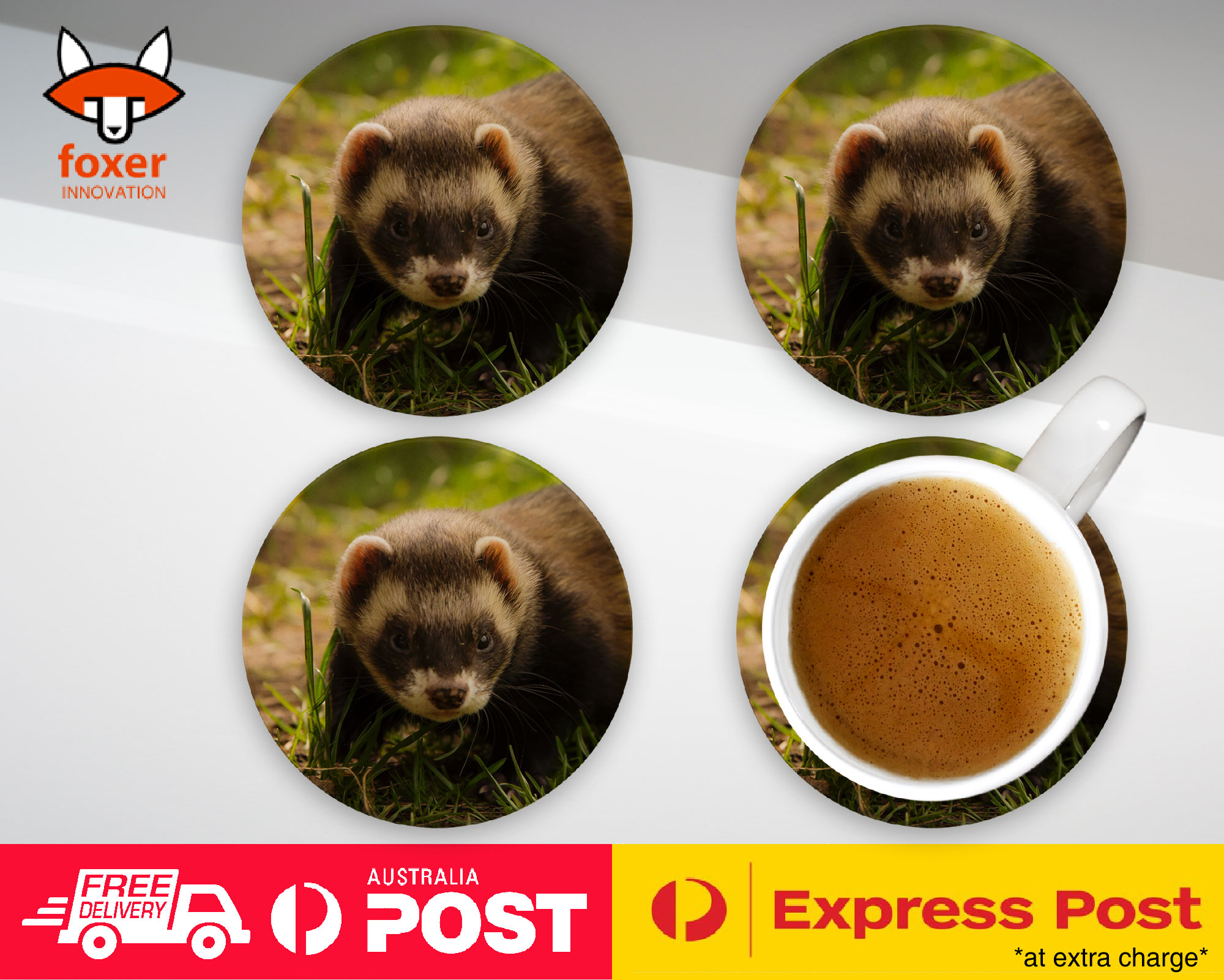 COASTER COFFEE DRINKING MAT|FERRETS PET ANIMAL 8