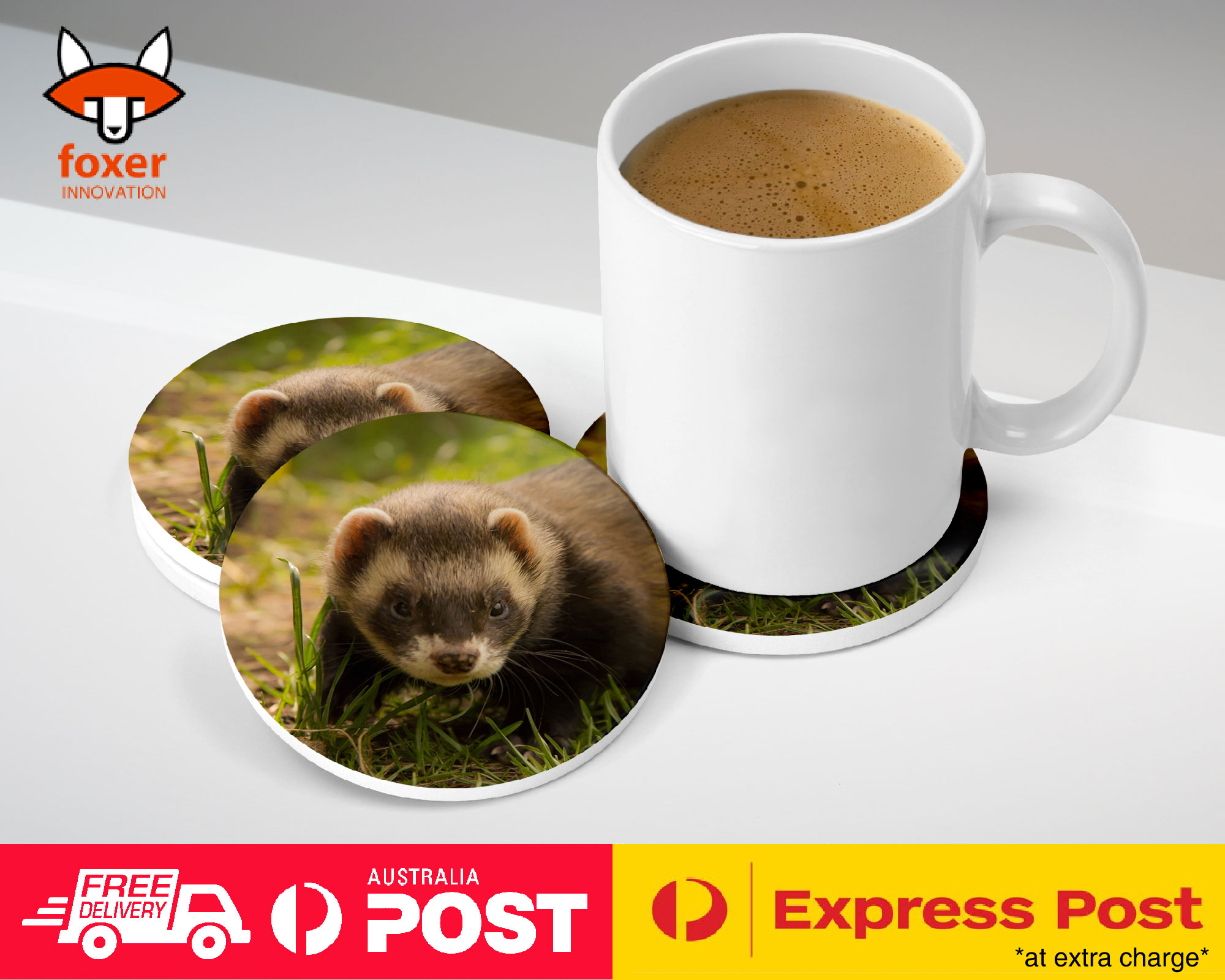 COASTER COFFEE DRINKING MAT|FERRETS PET ANIMAL 8