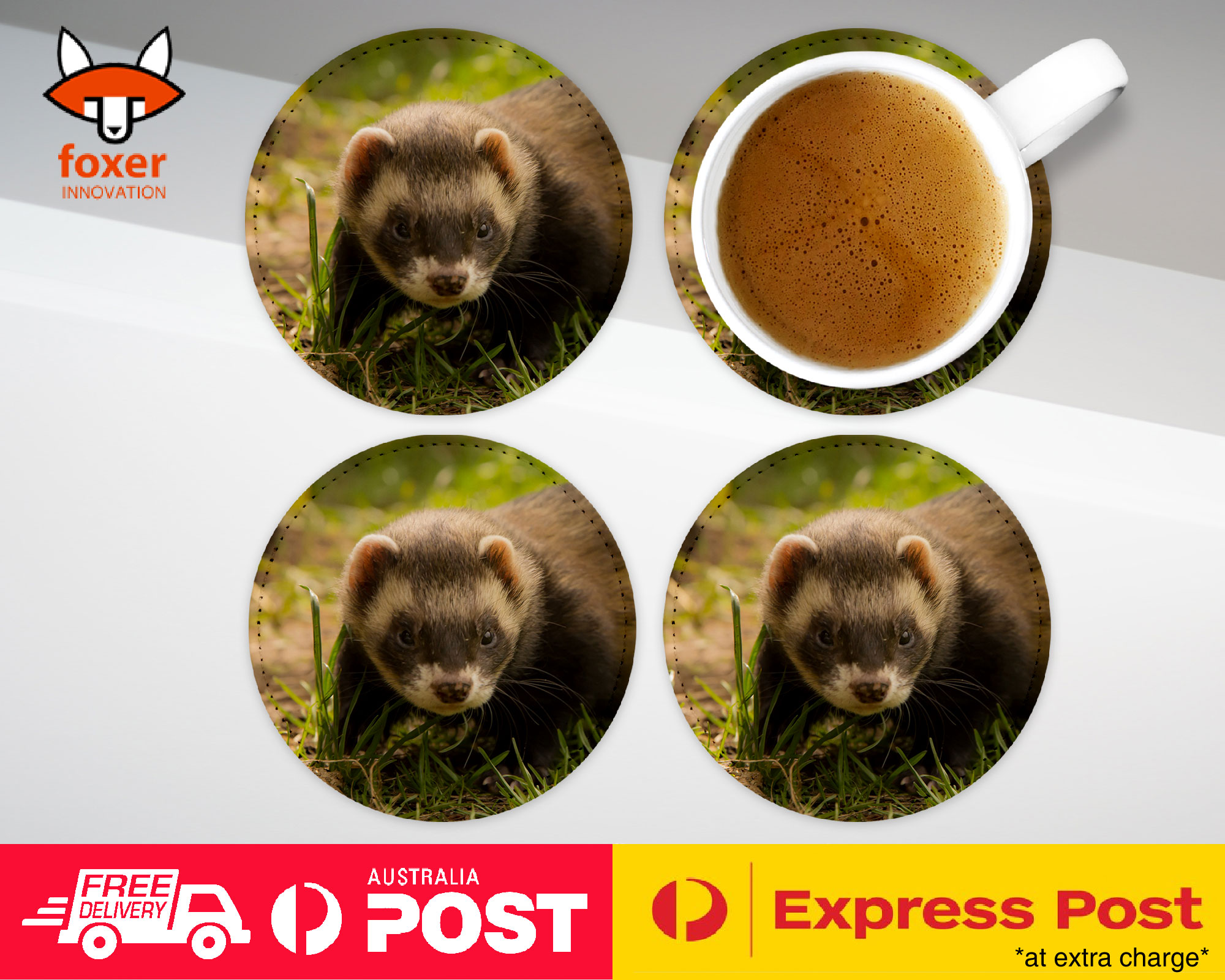 COASTER COFFEE DRINKING MAT|FERRETS PET ANIMAL 8