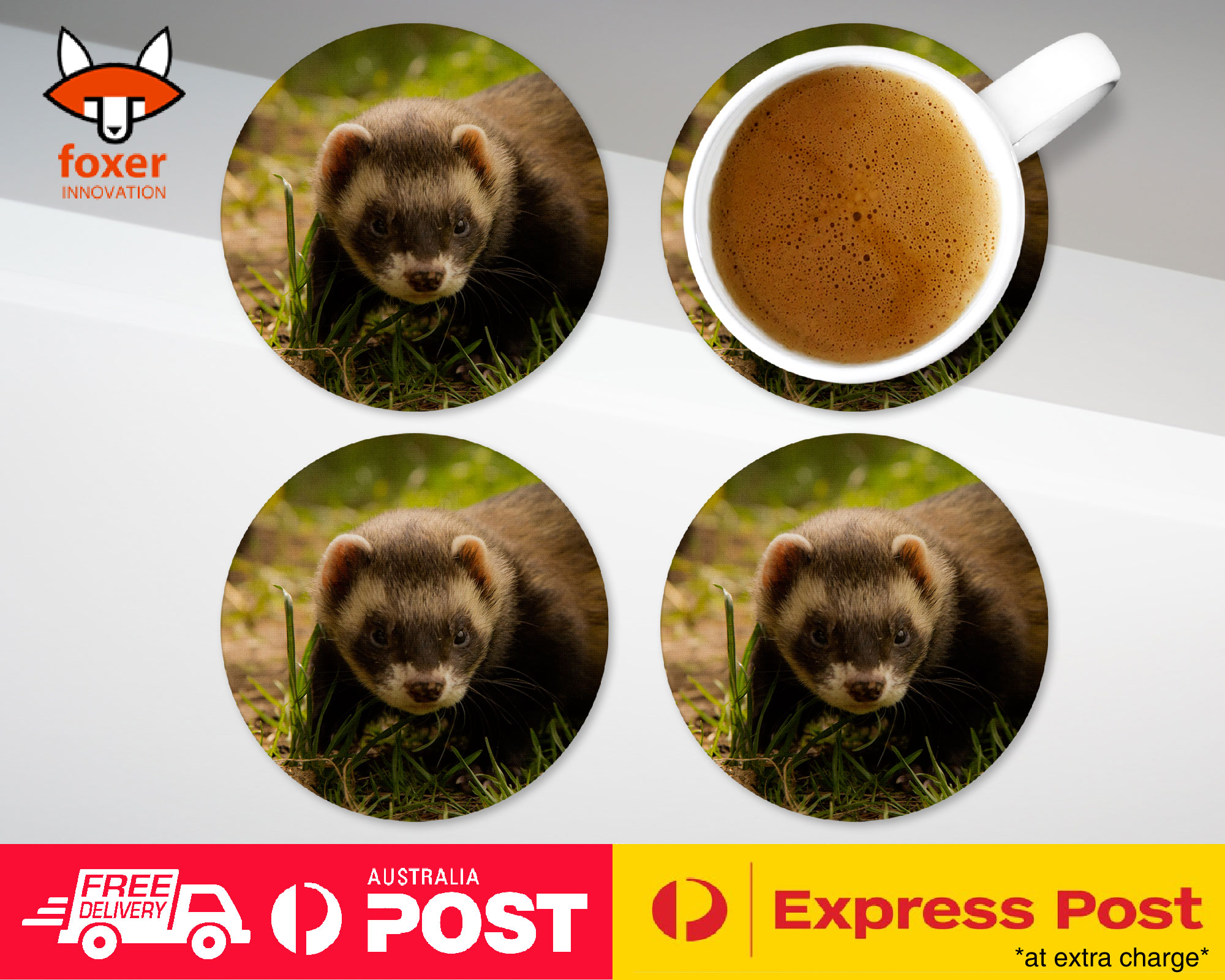 COASTER COFFEE DRINKING MAT|FERRETS PET ANIMAL 8
