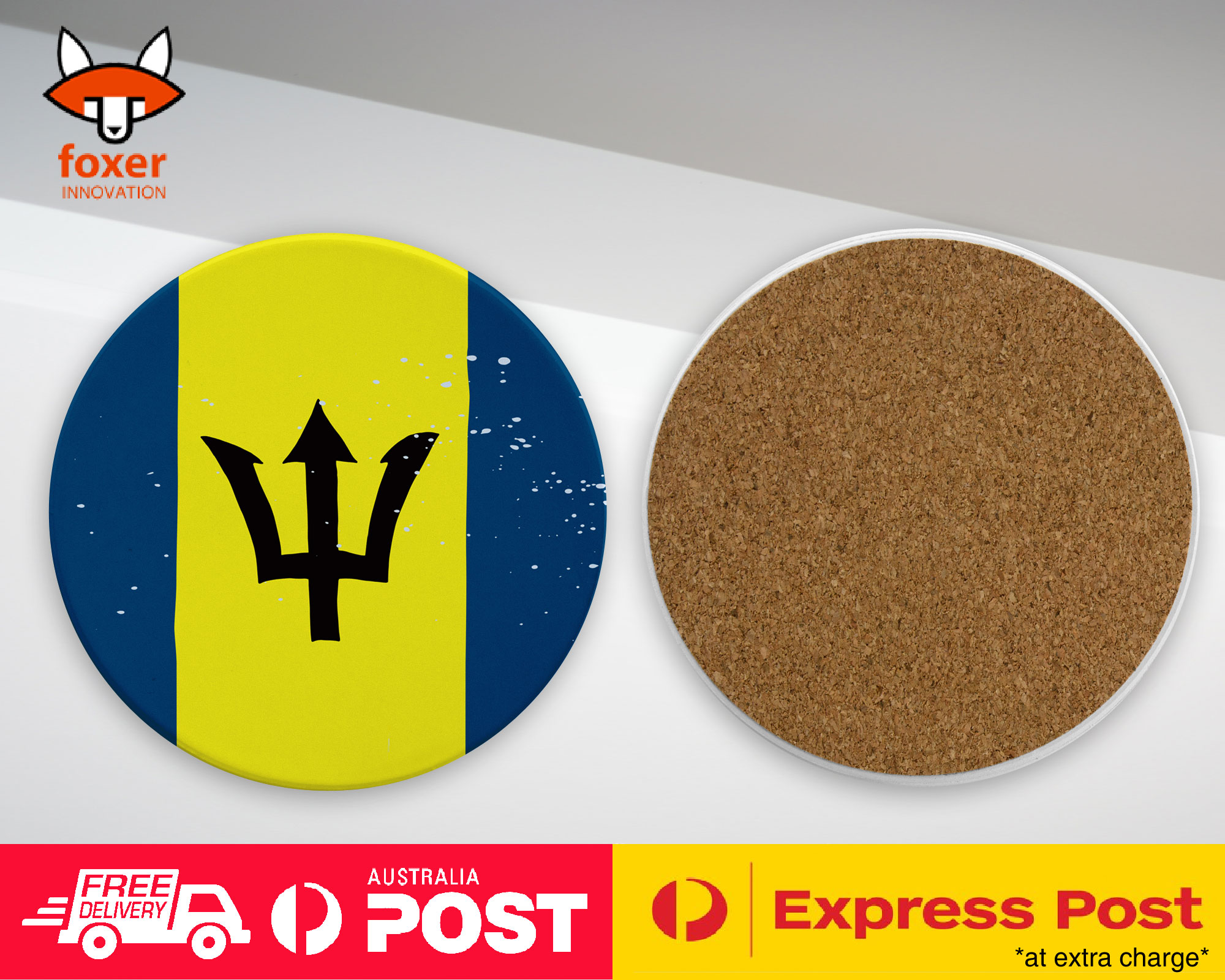 COASTER COFFEE DRINKING MAT|BARBADOS COUNTRY FLAG 188