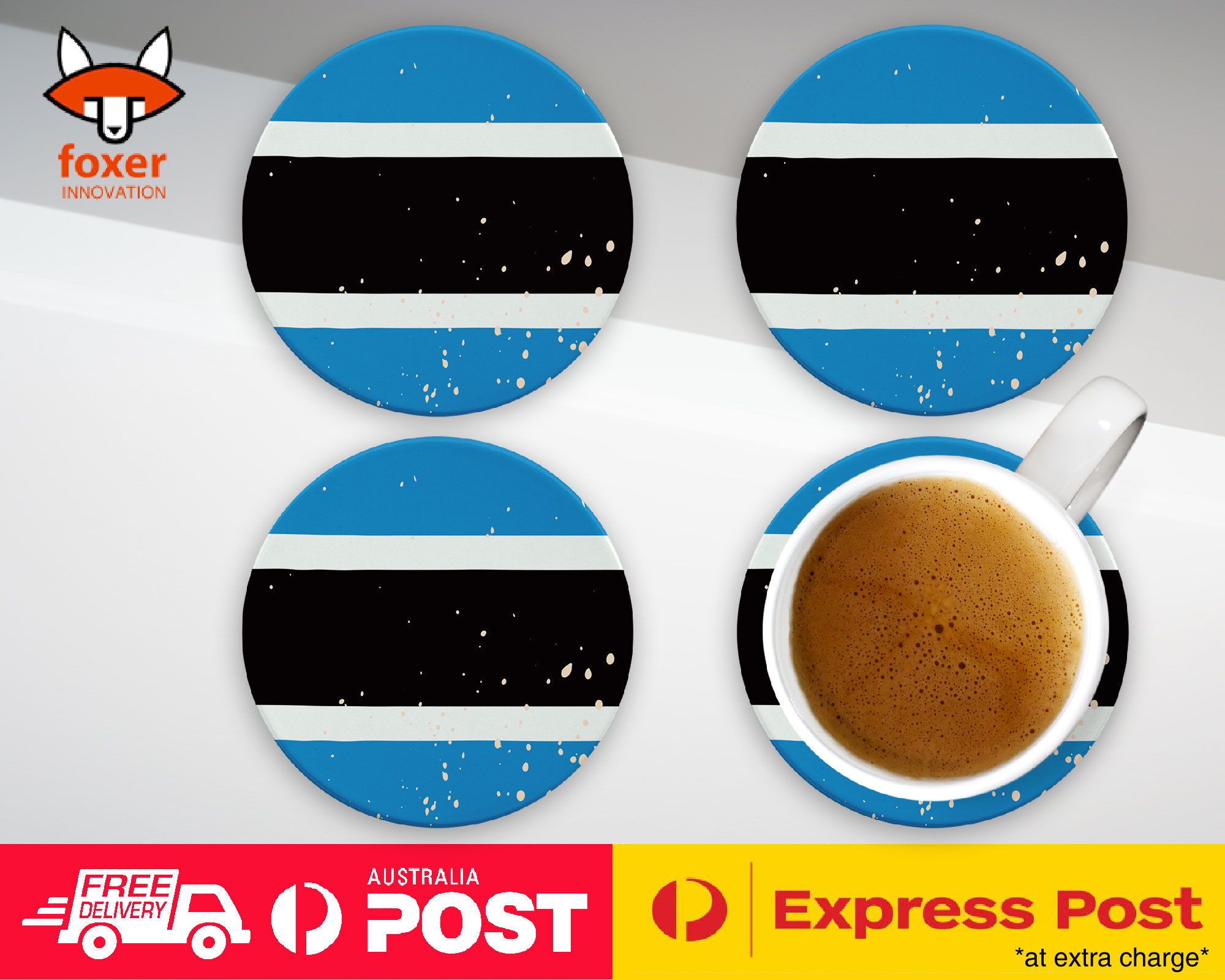 COASTER COFFEE DRINKING MAT|BOTSWANA COUNTRY FLAG 195