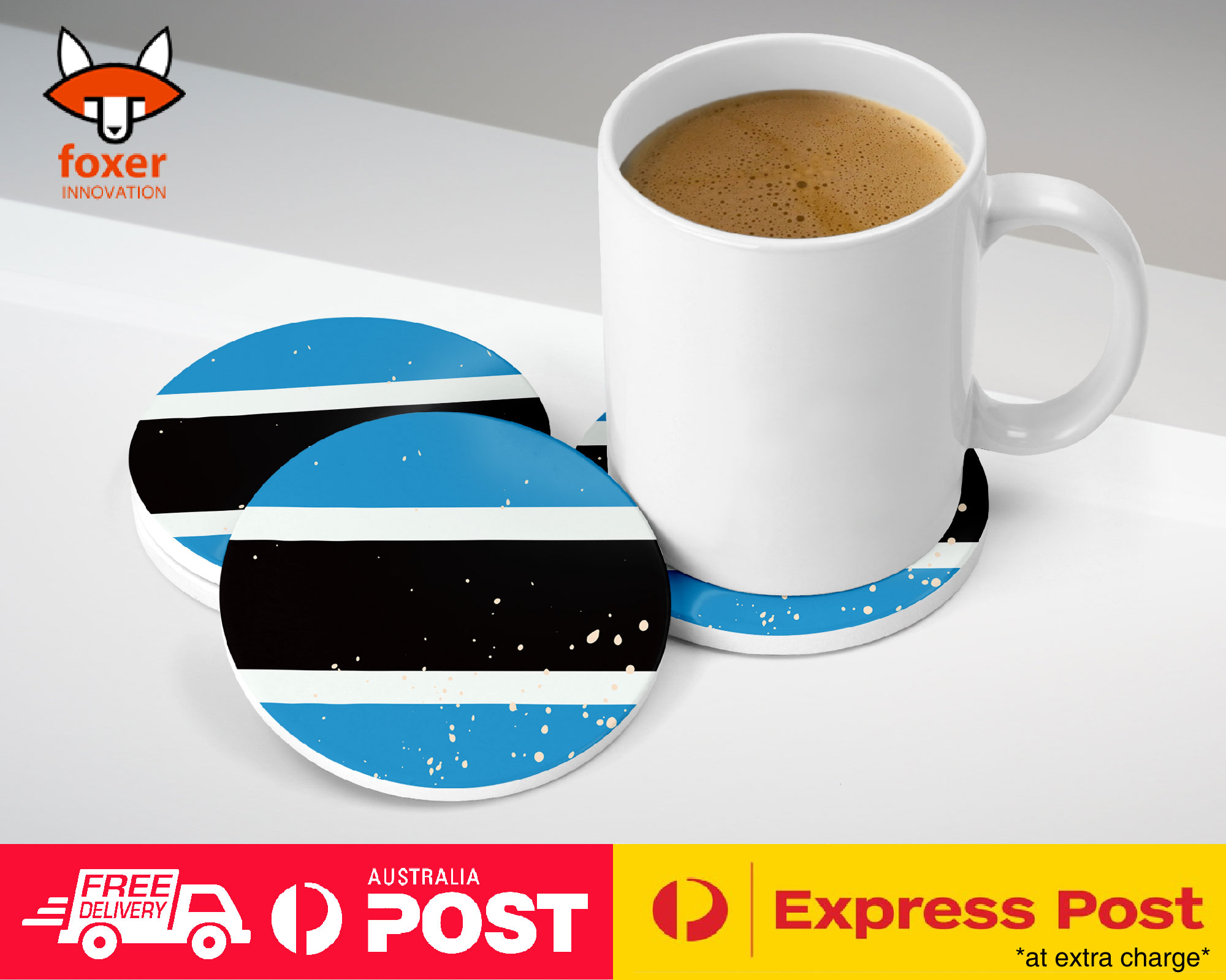 COASTER COFFEE DRINKING MAT|BOTSWANA COUNTRY FLAG 195