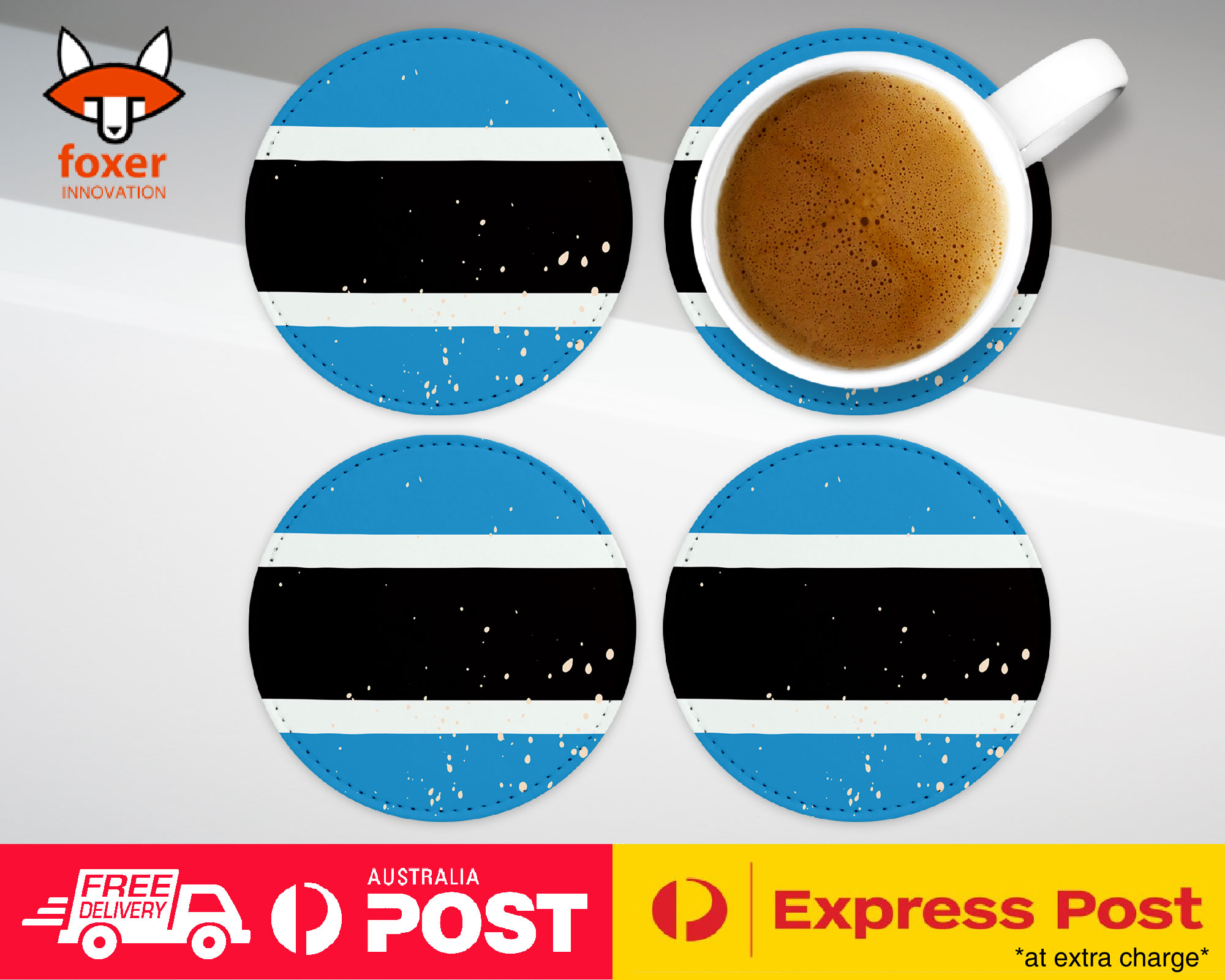 COASTER COFFEE DRINKING MAT|BOTSWANA COUNTRY FLAG 195