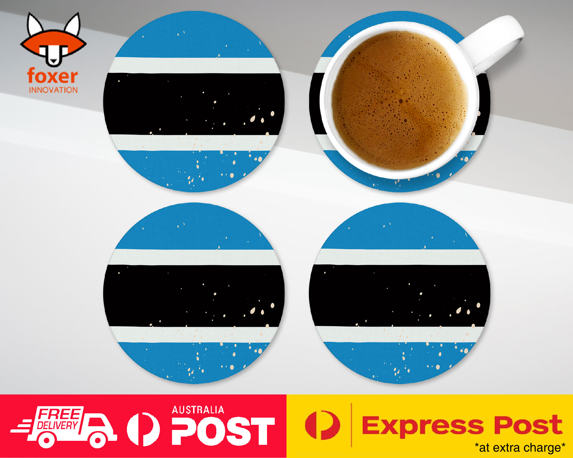 COASTER COFFEE DRINKING MAT|BOTSWANA COUNTRY FLAG 195