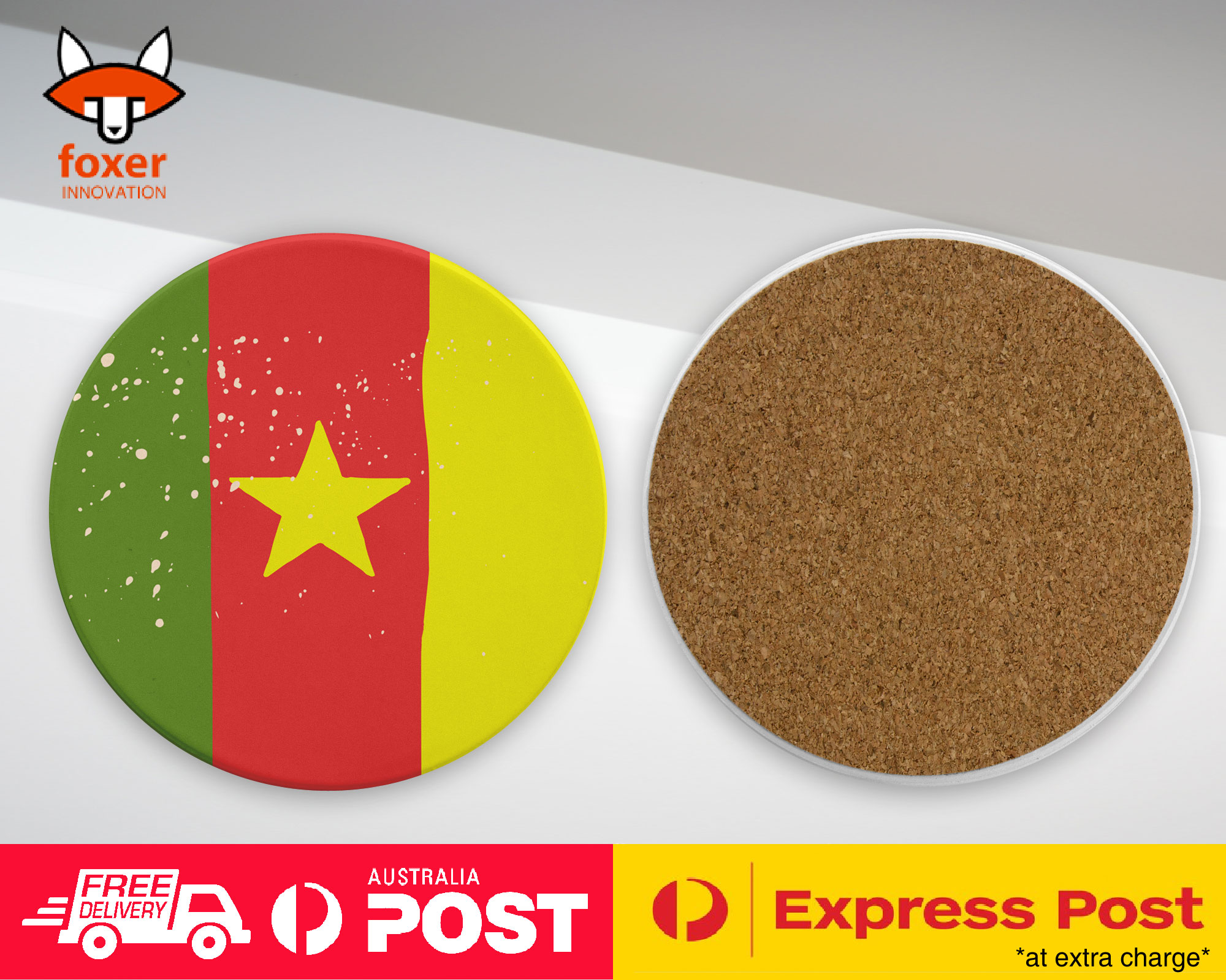 COASTER COFFEE DRINKING MAT|CAMEROON COUNTRY FLAG 201