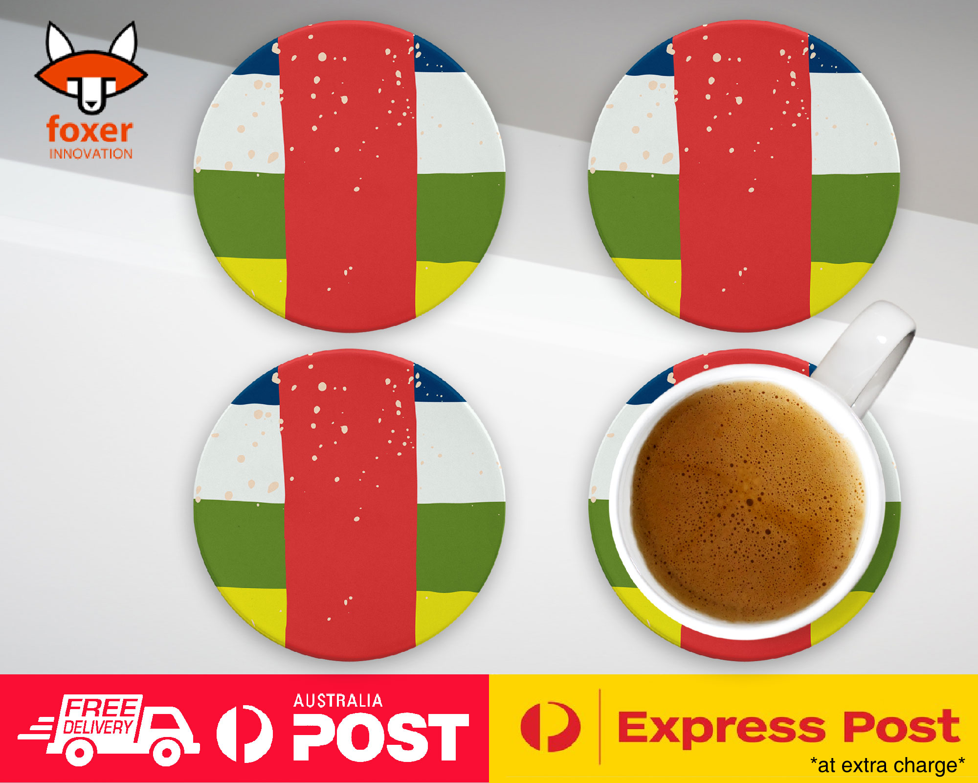 COASTER COFFEE DRINKING MAT|CENTRAL AFRICA REPUBLIC FLAG