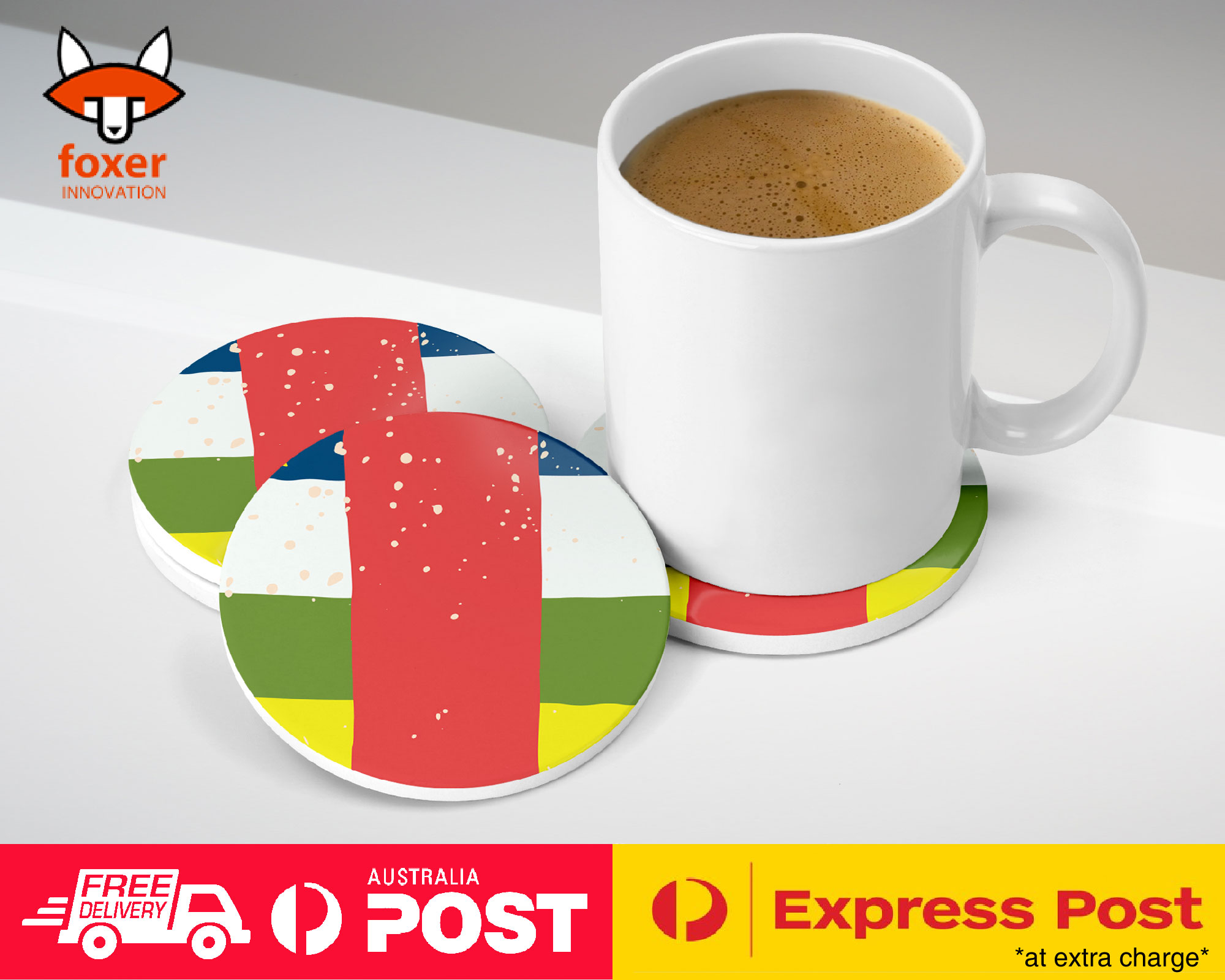 COASTER COFFEE DRINKING MAT|CENTRAL AFRICA REPUBLIC FLAG