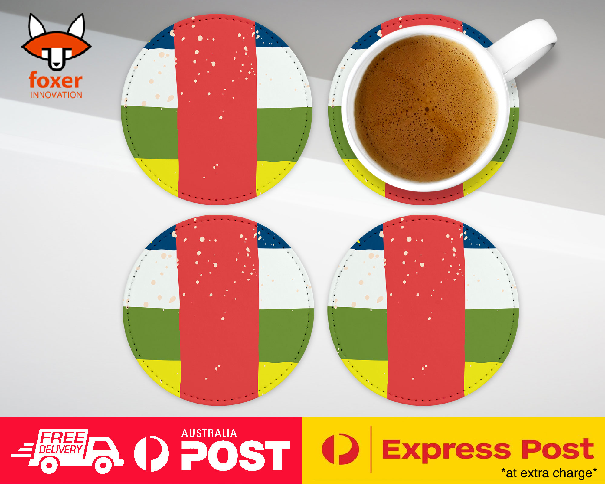 COASTER COFFEE DRINKING MAT|CENTRAL AFRICA REPUBLIC FLAG