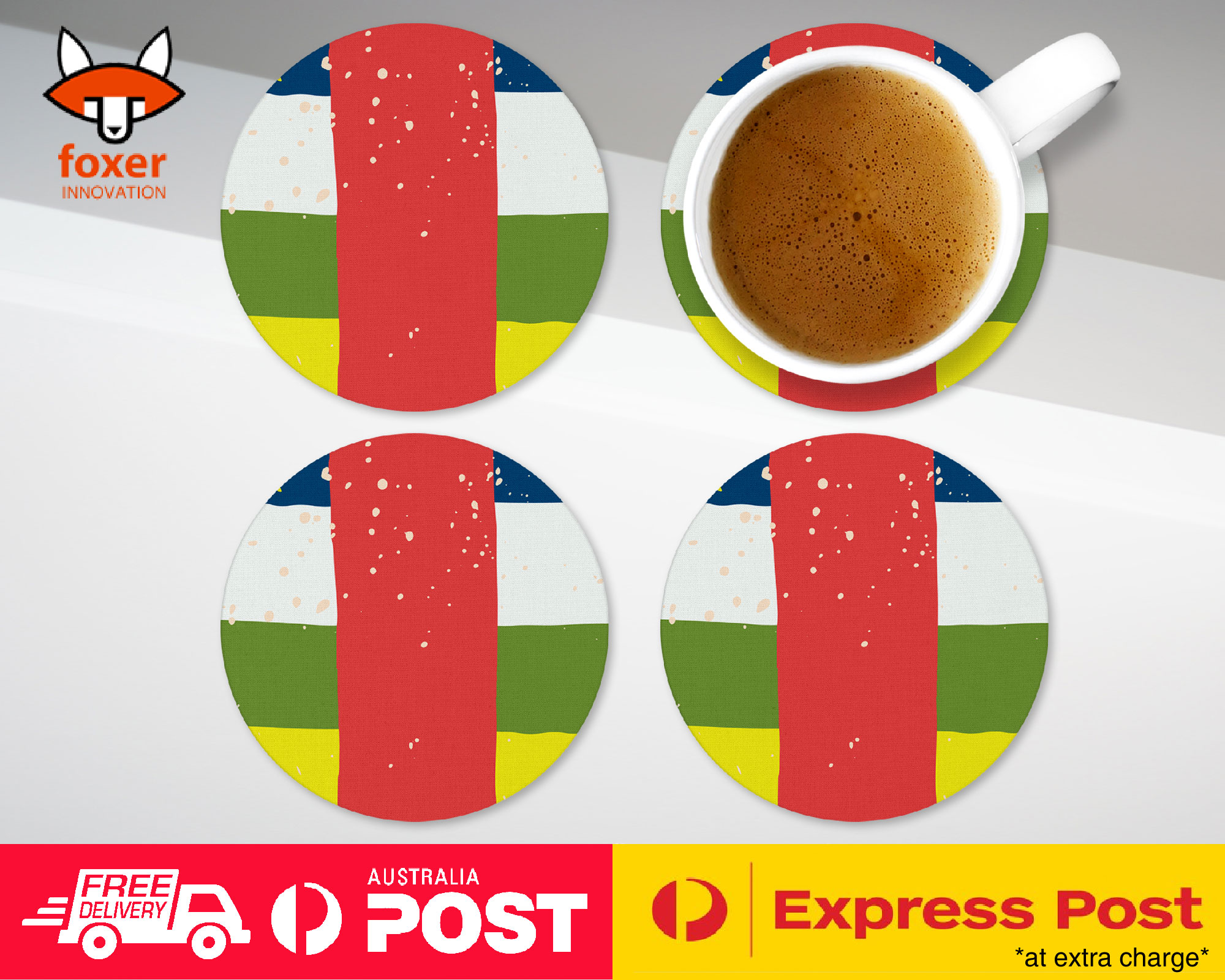 COASTER COFFEE DRINKING MAT|CENTRAL AFRICA REPUBLIC FLAG