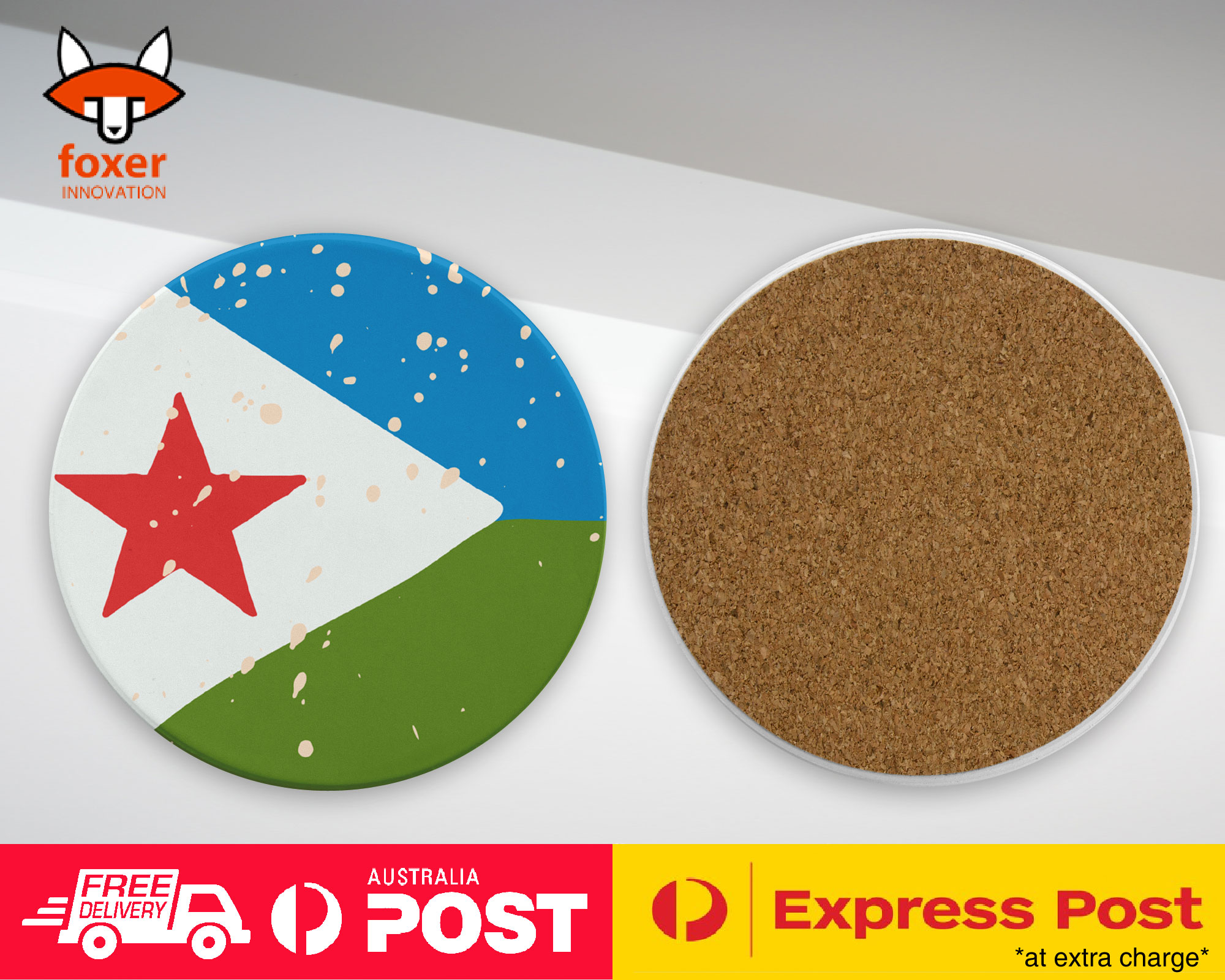 COASTER COFFEE DRINKING MAT|DJIBOUTI COUNTRY FLAG 214