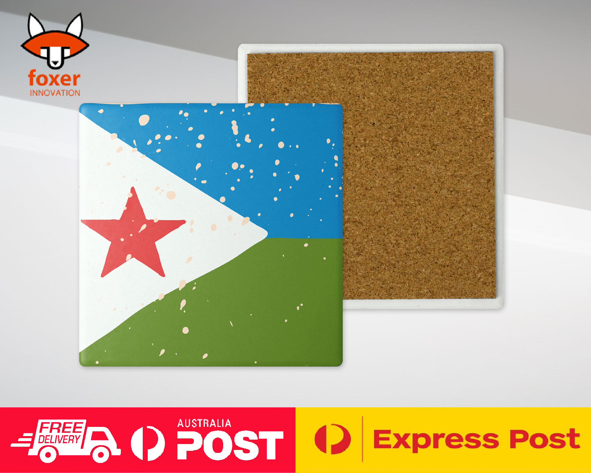 COASTER COFFEE DRINKING MAT|DJIBOUTI COUNTRY FLAG 214