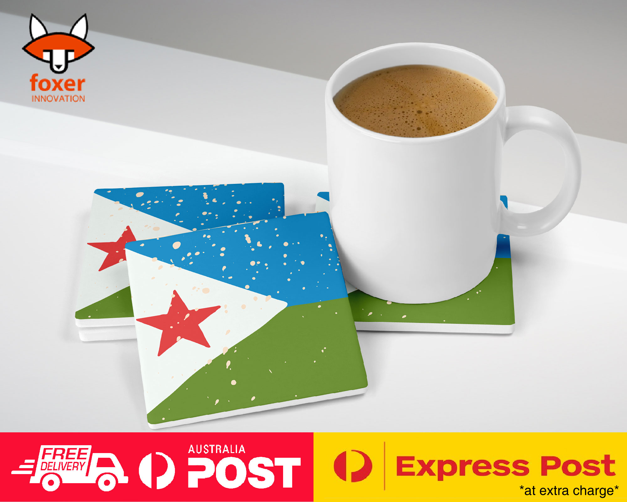 COASTER COFFEE DRINKING MAT|DJIBOUTI COUNTRY FLAG 214