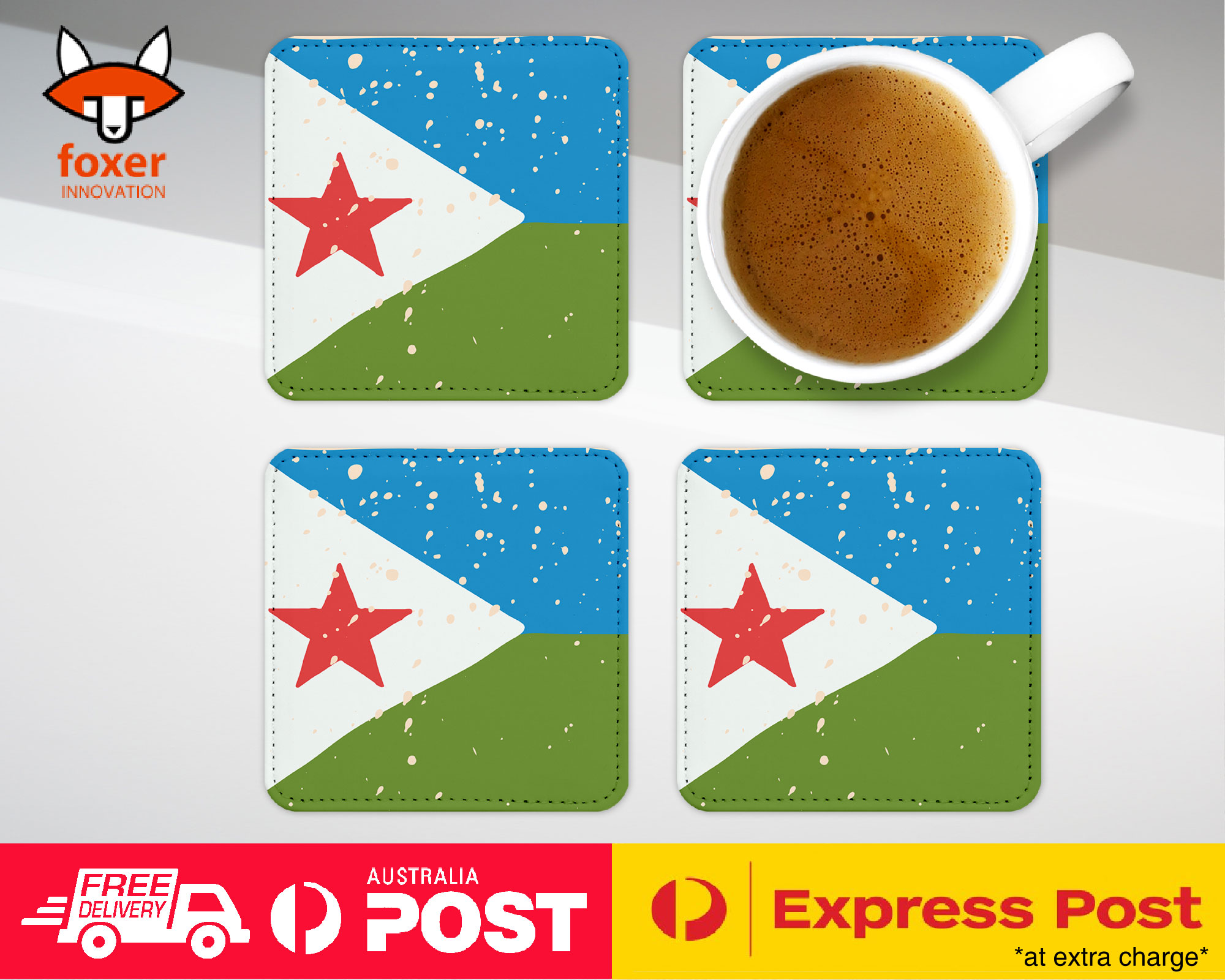 COASTER COFFEE DRINKING MAT|DJIBOUTI COUNTRY FLAG 214