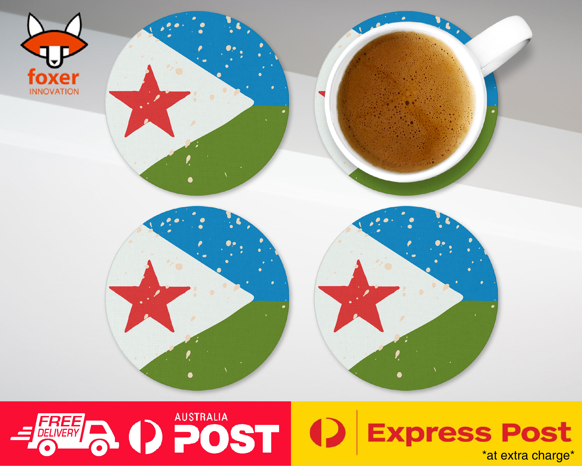 COASTER COFFEE DRINKING MAT|DJIBOUTI COUNTRY FLAG 214