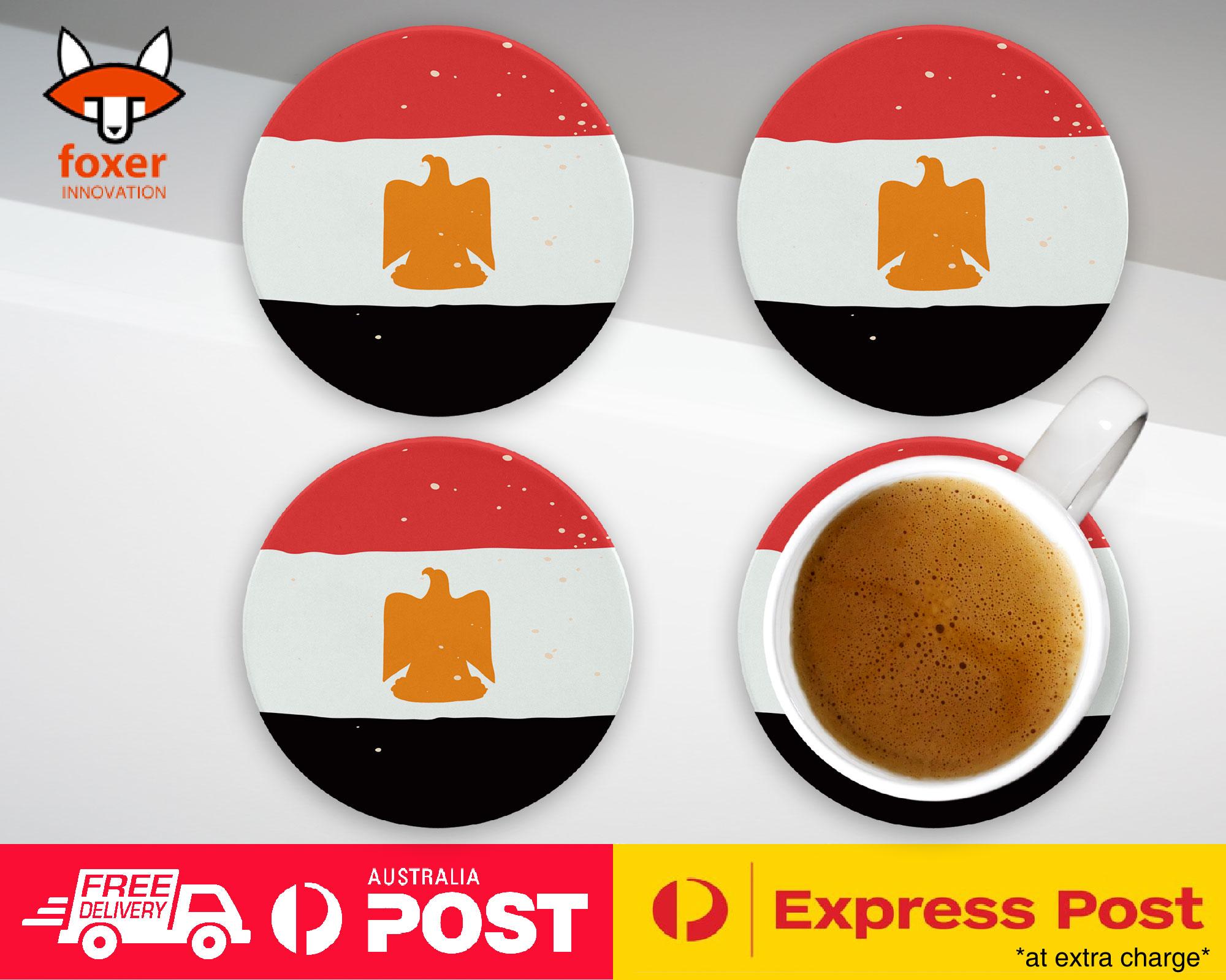 COASTER COFFEE DRINKING MAT|EGYPT COUNTRY FLAG 218 - Imagen 9 de 21