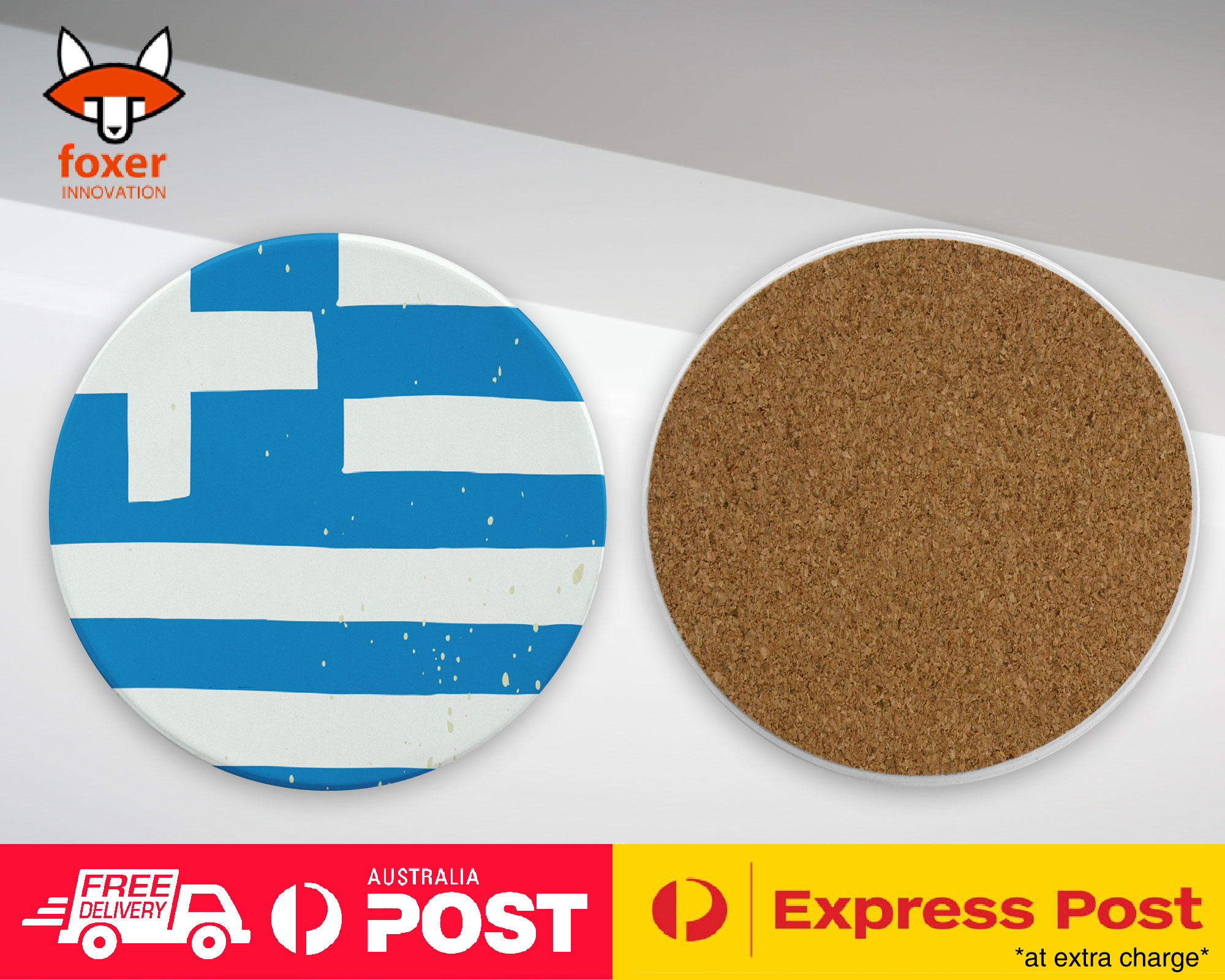COASTER COFFEE DRINKING MAT|GREECE COUNTRY FLAG 231