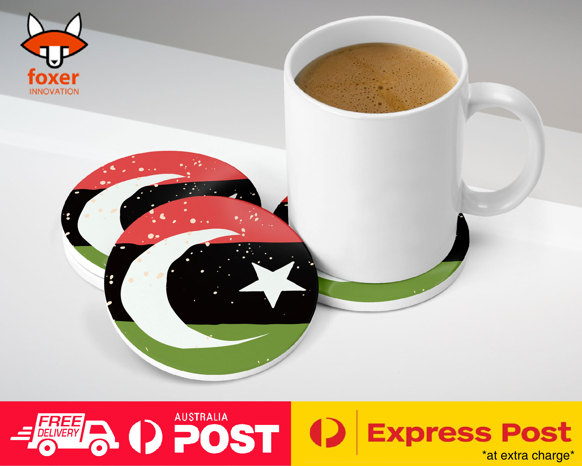 COASTER COFFEE DRINKING MAT|LIBYA COUNTRY FLAG 260